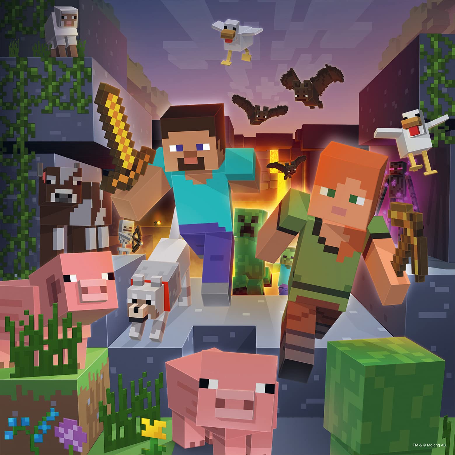 Ravensburger Minecraft Biome, 3 x 49-teilige Puzzles für Kinder ab 5 Jahren