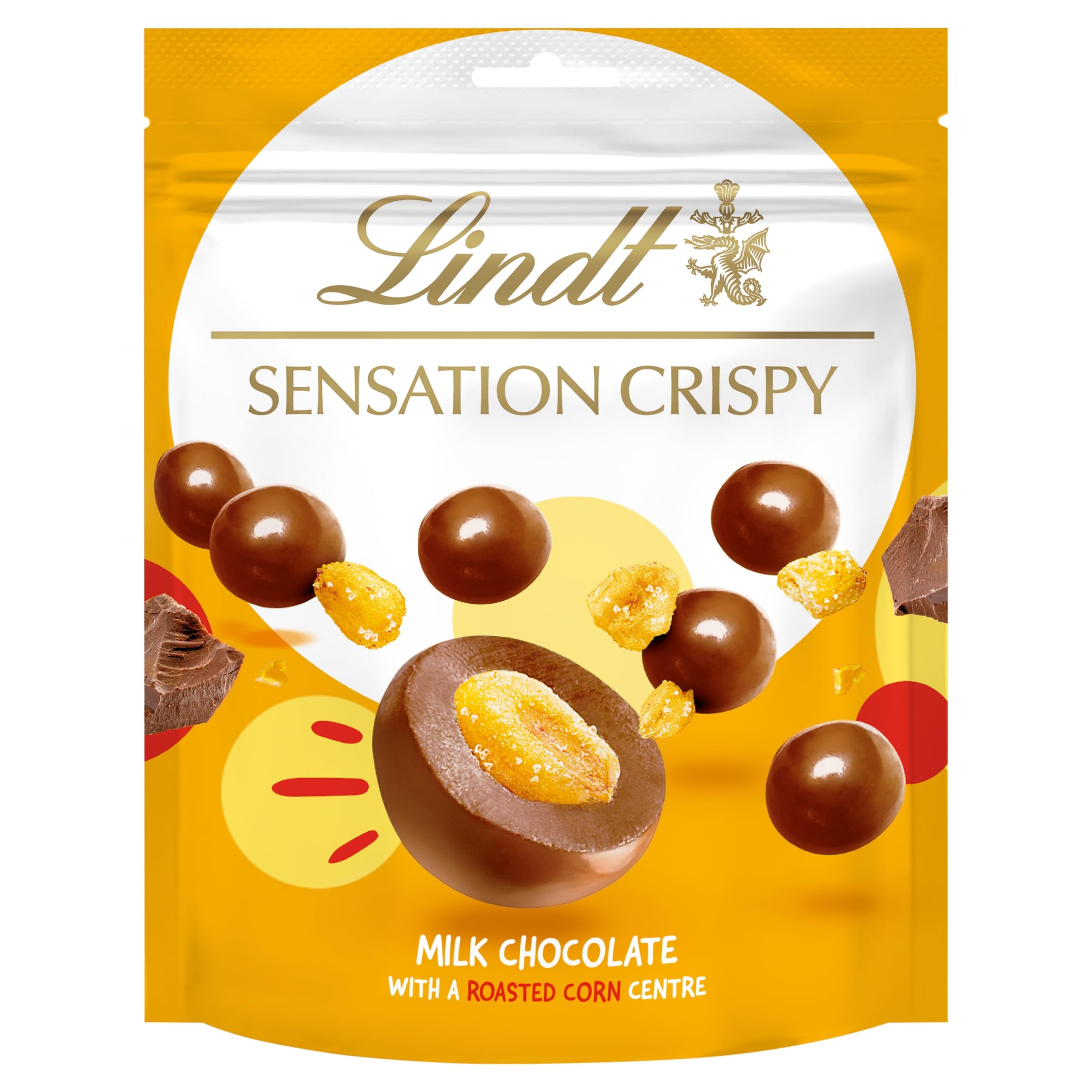 Lindt Crispy Corn Sensations - Milchschokolade mit geröstetem Mais 140g Beutel