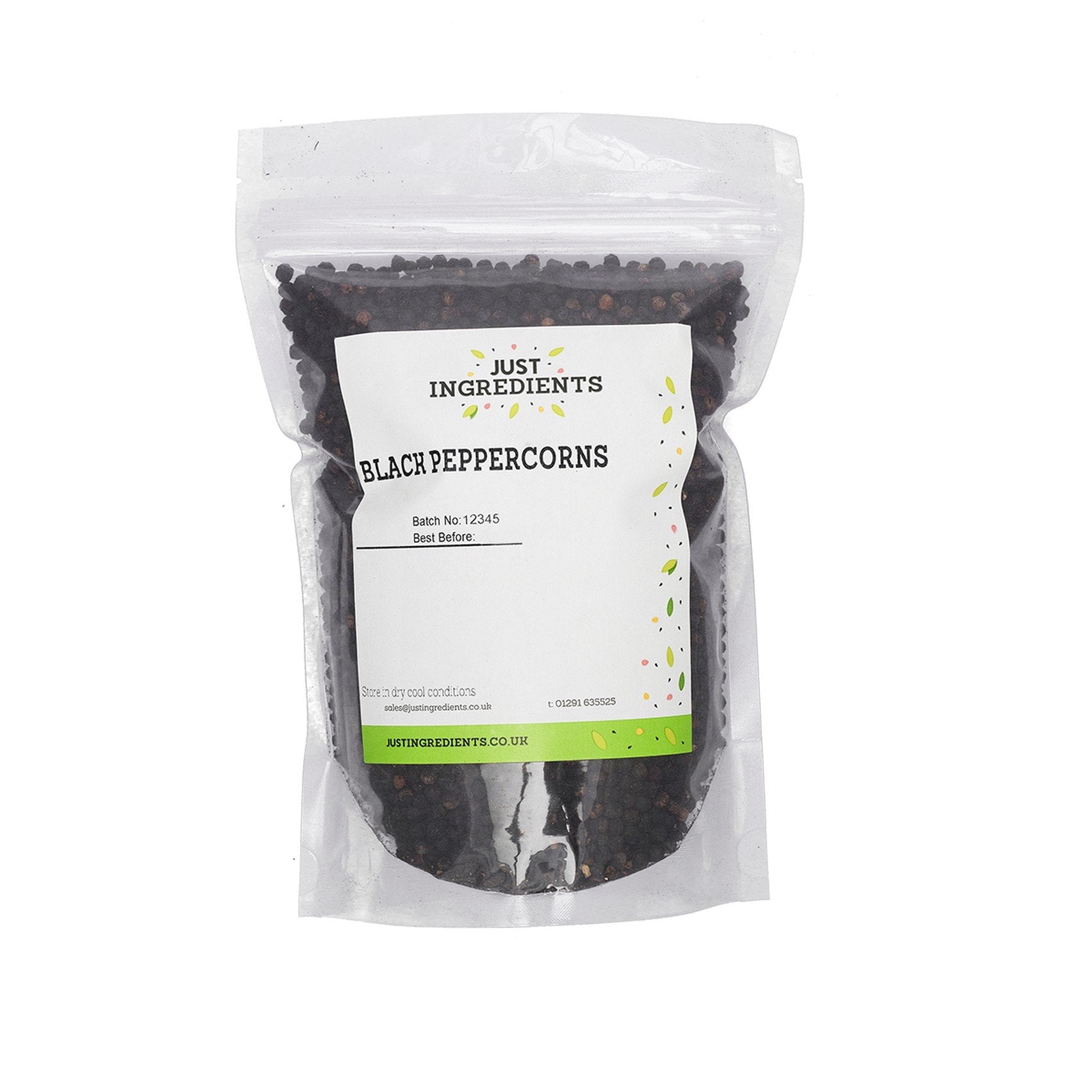 JustIngredients Bio-Pfefferkörner, ganz, schwarz, 250 g – grob geknackt, wiederverschließbare Verpackung