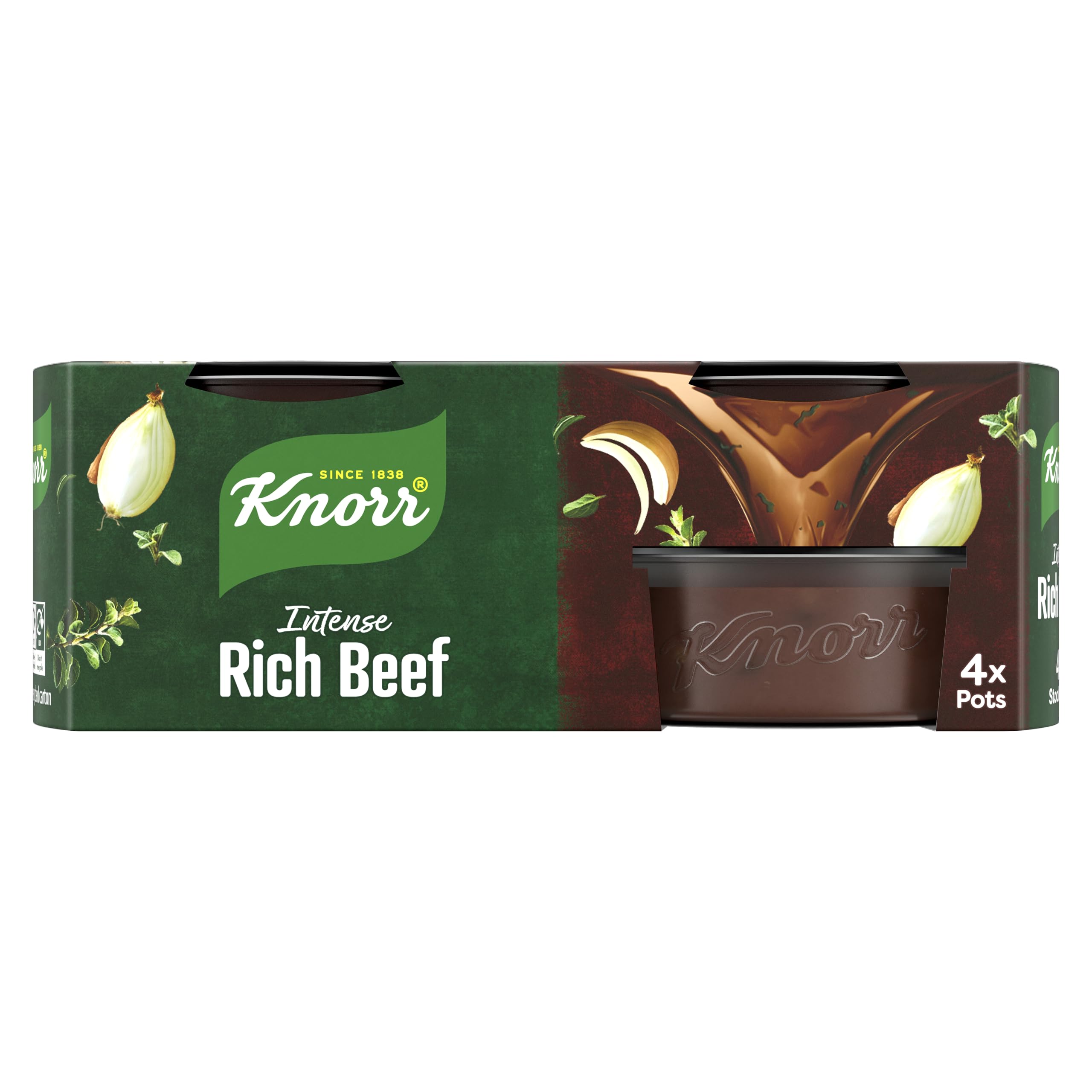 Knorr Reichhaltige Rinderbrühe in Töpfchen, glutenfrei, 4 x 28 g