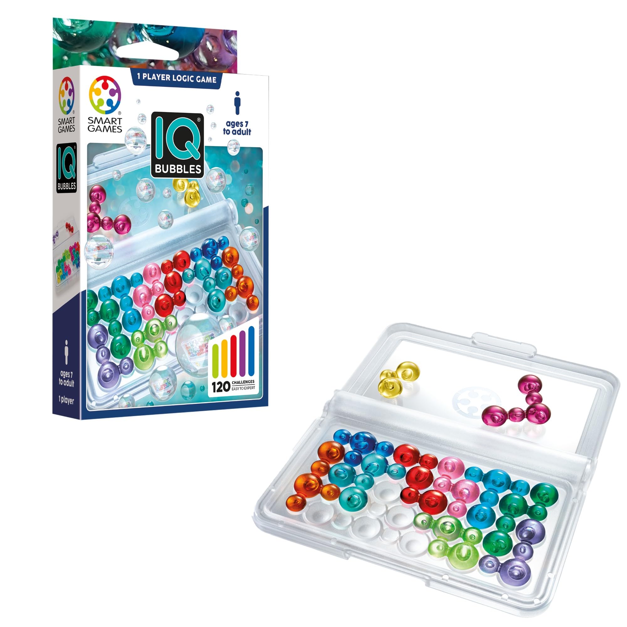 SmartGames IQ Bubbles - Travel Puzzle Game with 120 Challenges, Ages 7+