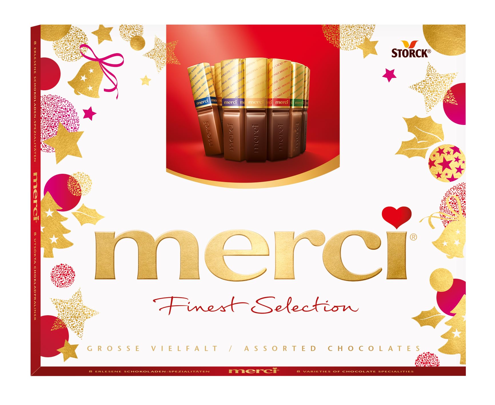 Merci Feinste Milch- & Zartbitterschokolade Box - 8 Sorten, Glutenfrei, Einzeln Verpackt