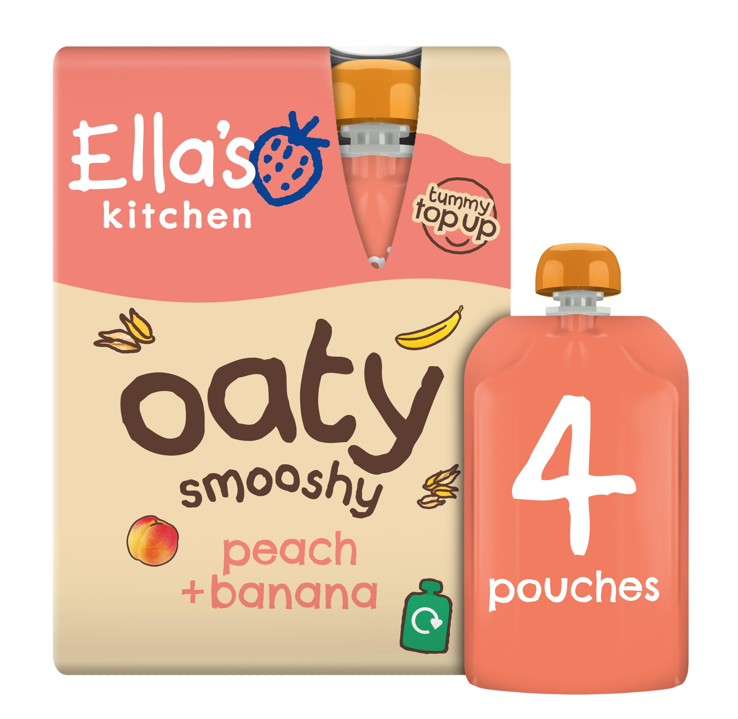 Ella's Kitchen - Pfirsich + Banane Oaty Smooshy 4 x 90g