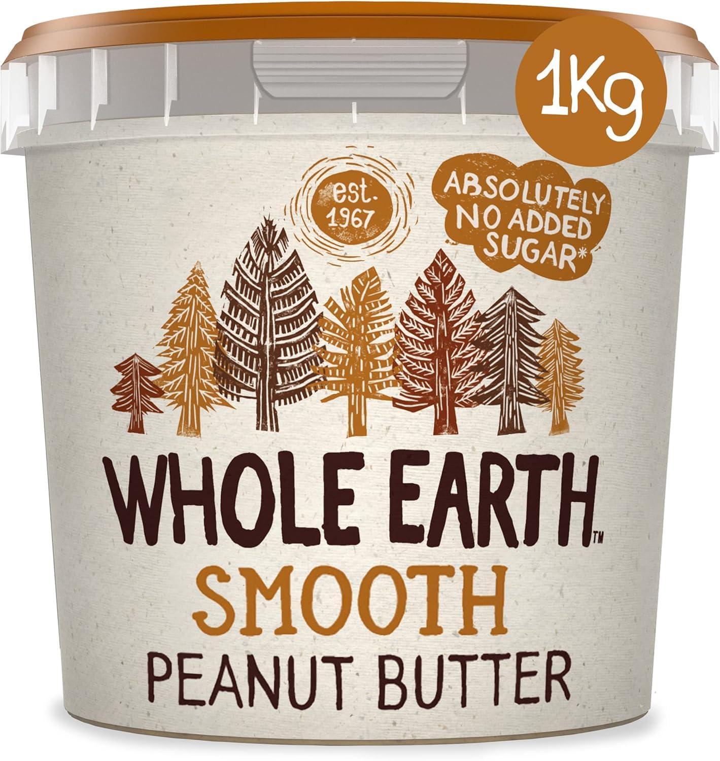 Whole Earth Smooth Erdnussbutter, ganz natürlich, ohne Zuckerzusatz, 1-kg-Becher