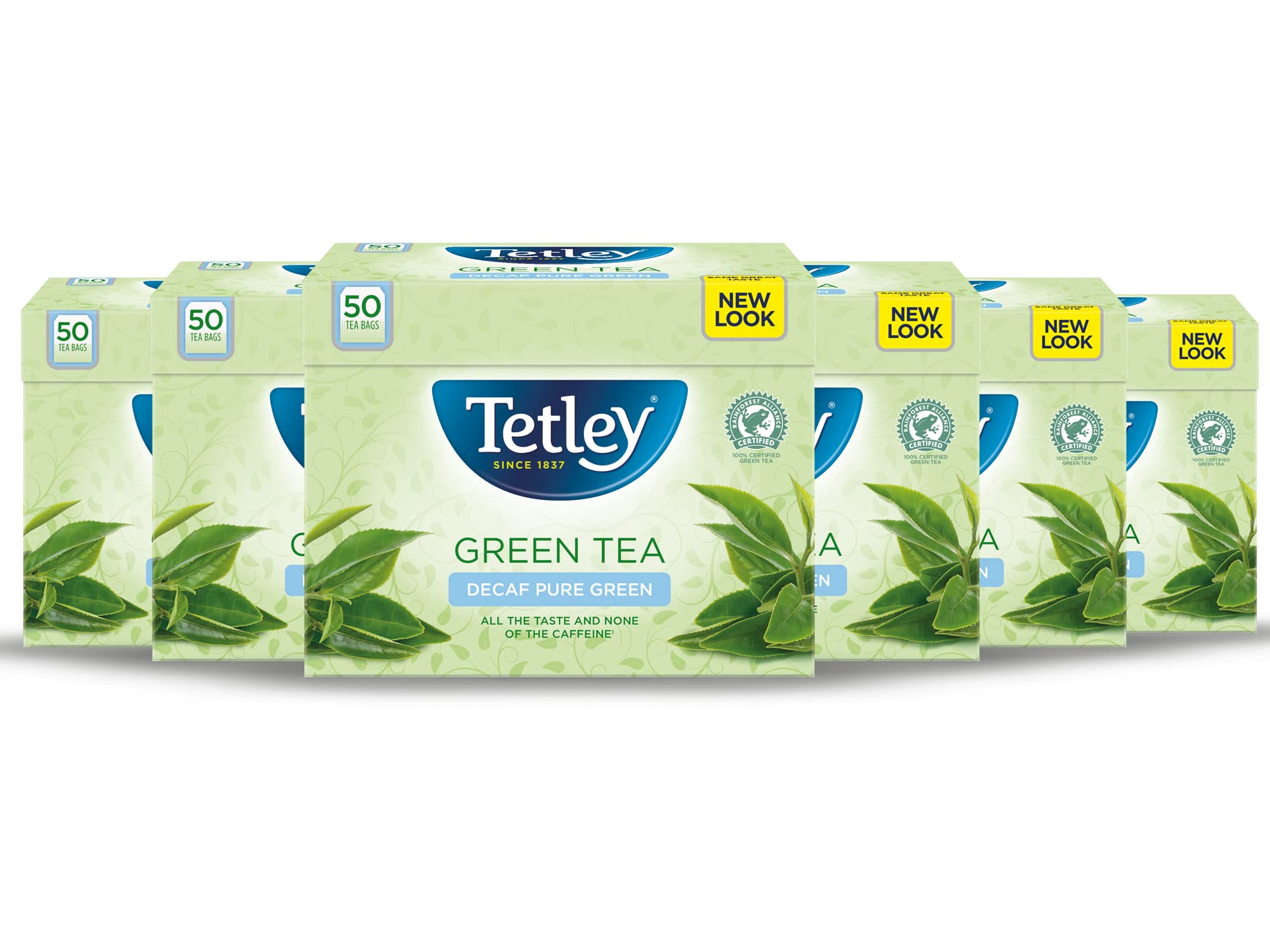 Tetley Decaf Grüner Tee – Packung mit 300 Beuteln, 600 Gramm (6er-Pack)