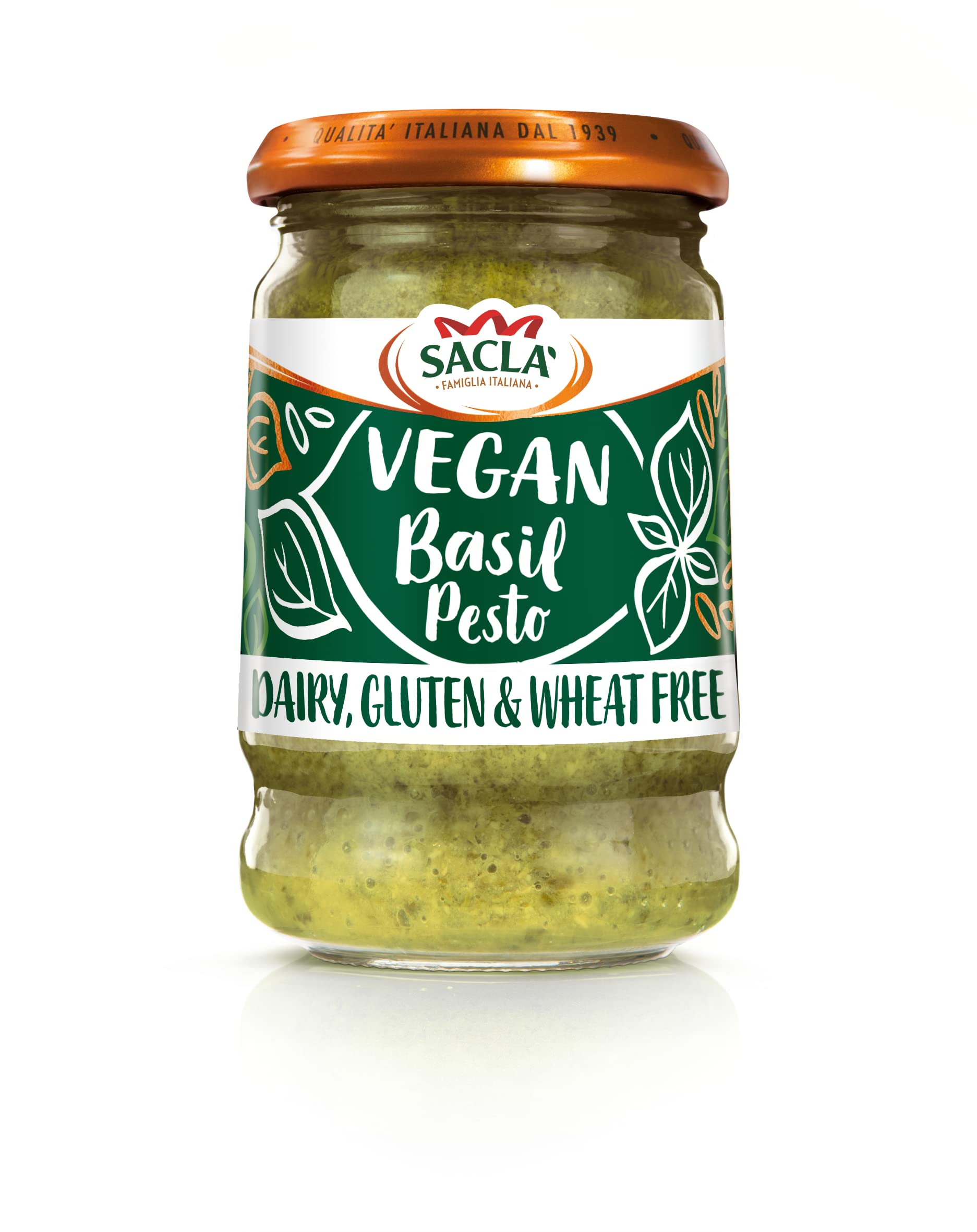Sacla Italienisches veganes Basilikum-Pesto – milchfreie, glutenfreie Pastasauce