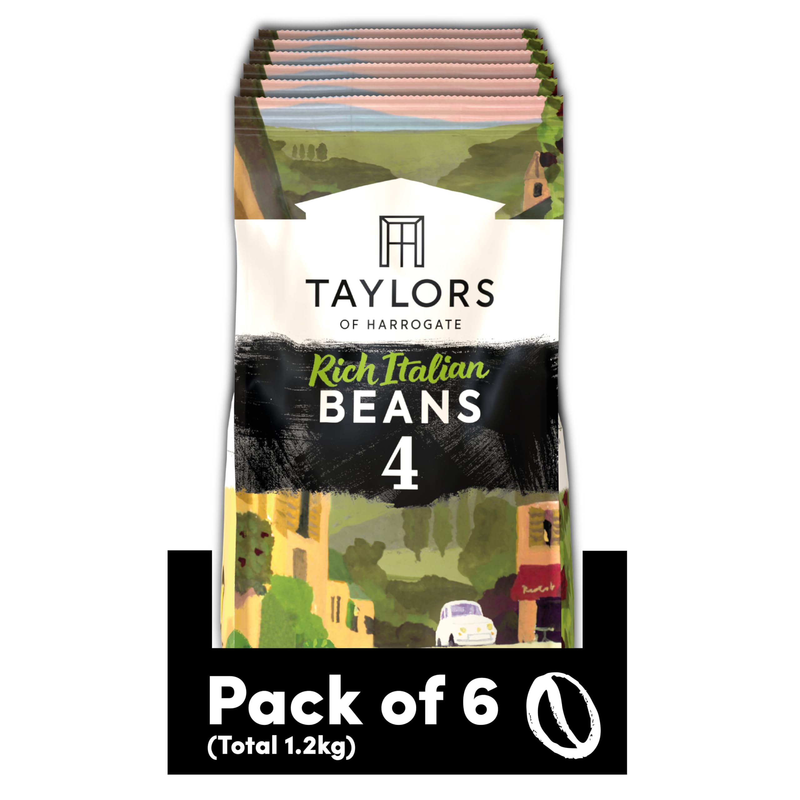Taylors of Harrogate Reichhaltige italienische Kaffeebohnen, 200 g (6er-Packung – insgesamt 1,2 kg)