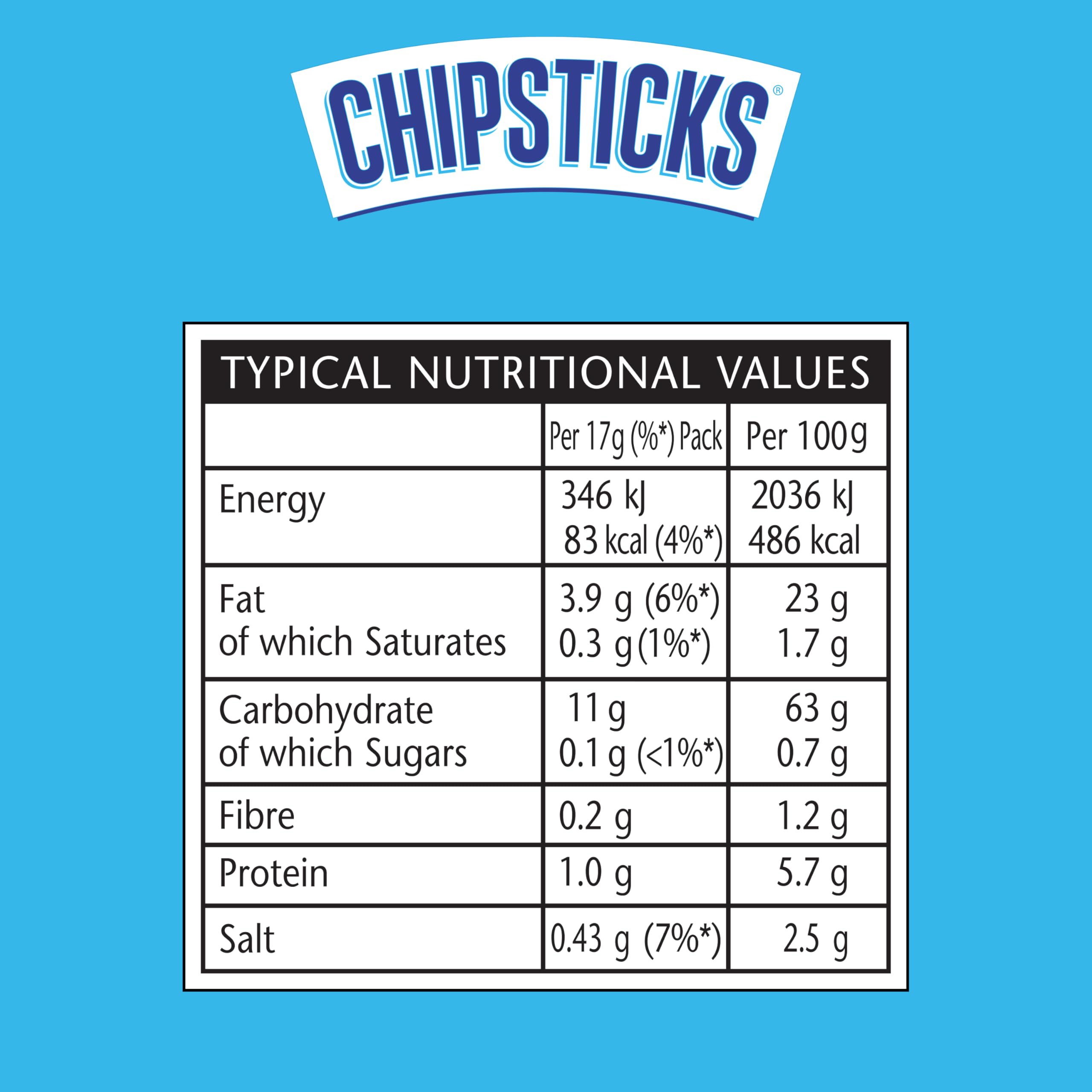 Smiths Chipsticks Salz- und Essiggeschmack, Multipack, 6 x 17 g