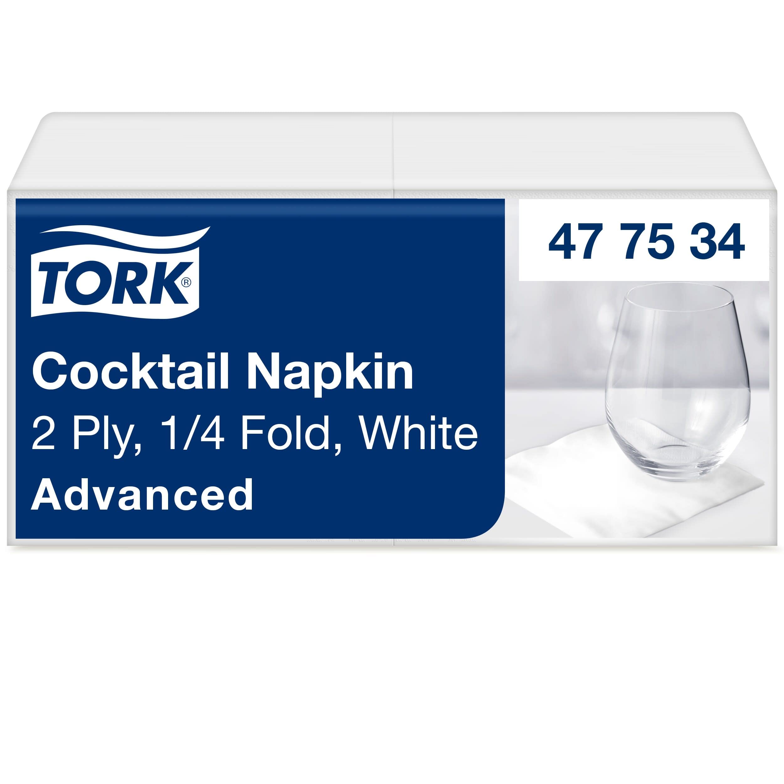 Tork White 2-lagige Advanced Cocktailserviette – Unbedruckte Serviette für Bars und Cafés
