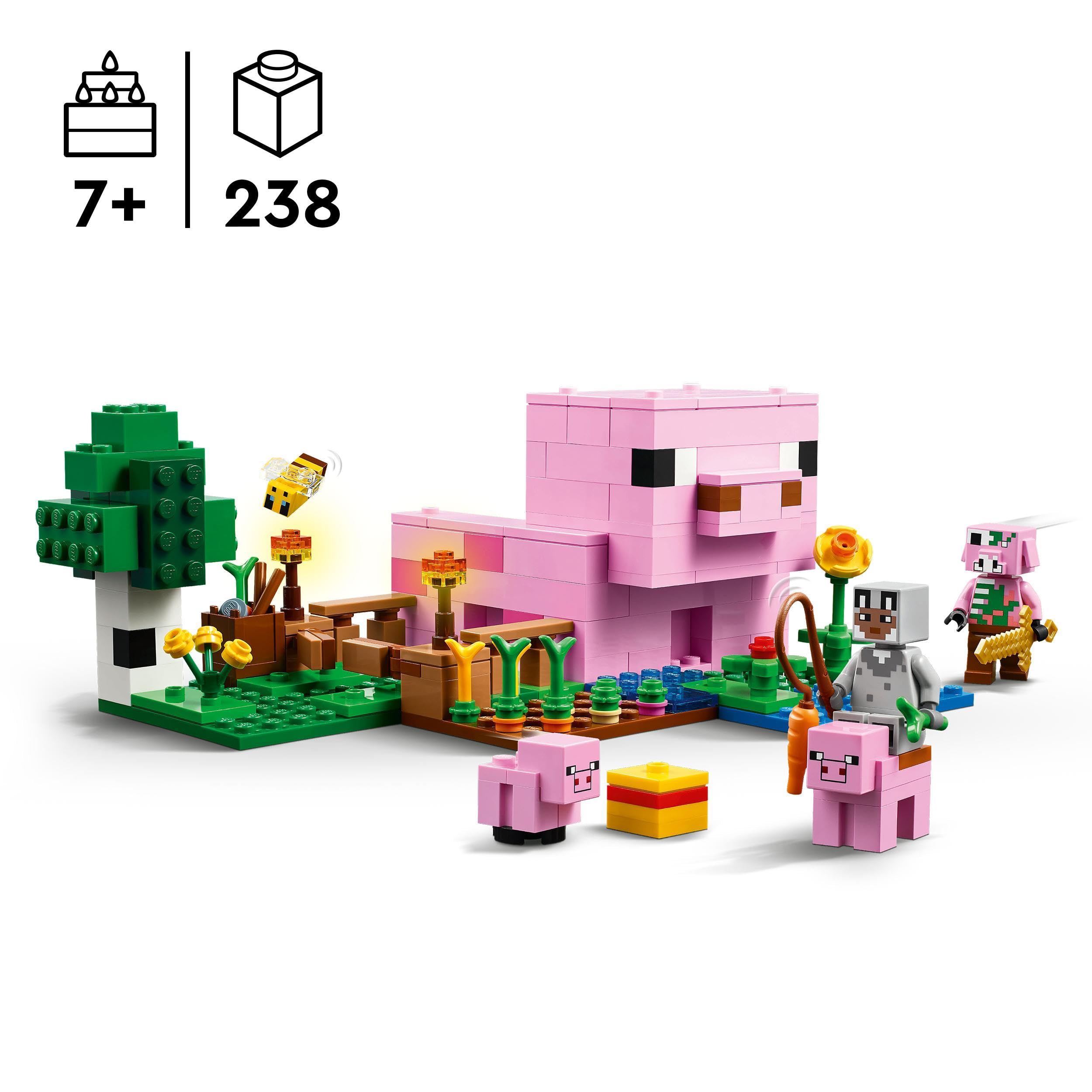 LEGO Minecraft – Bauspielzeug „Das Schweinchenhaus“ – 238-teiliges Spielset für Kinder ab 7 Jahren