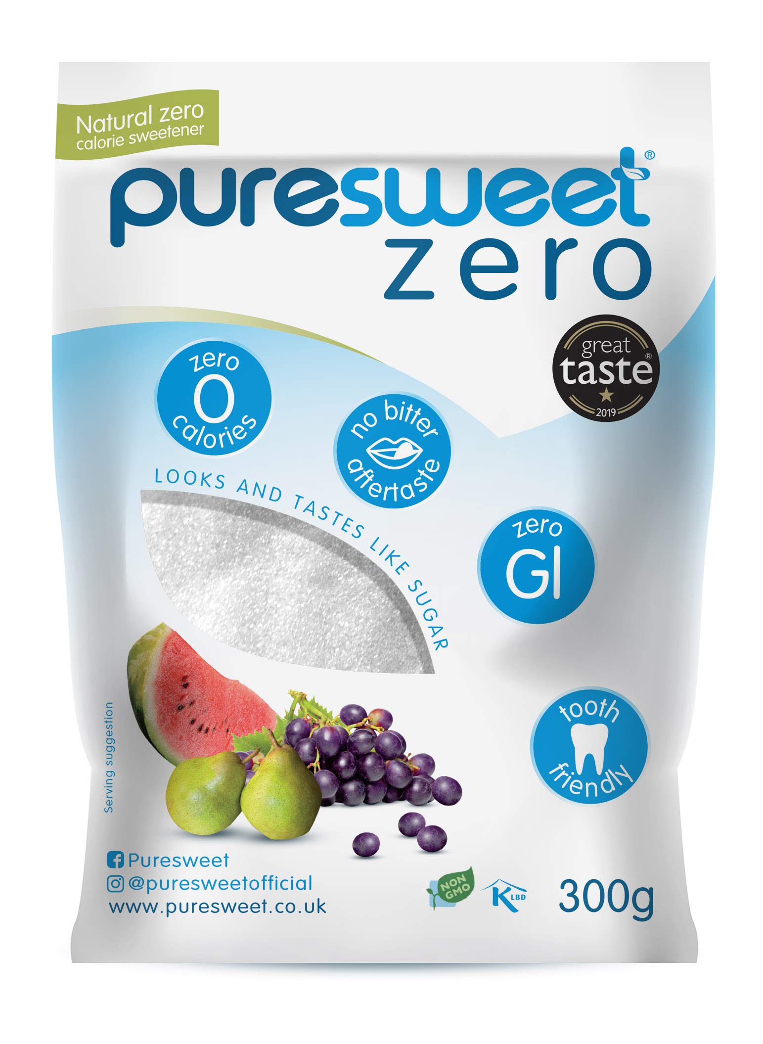 Puresweet Zero® 100 % natürlicher Süßstoff ohne Kalorien, 300 g – ohne bitteren Nachgeschmack