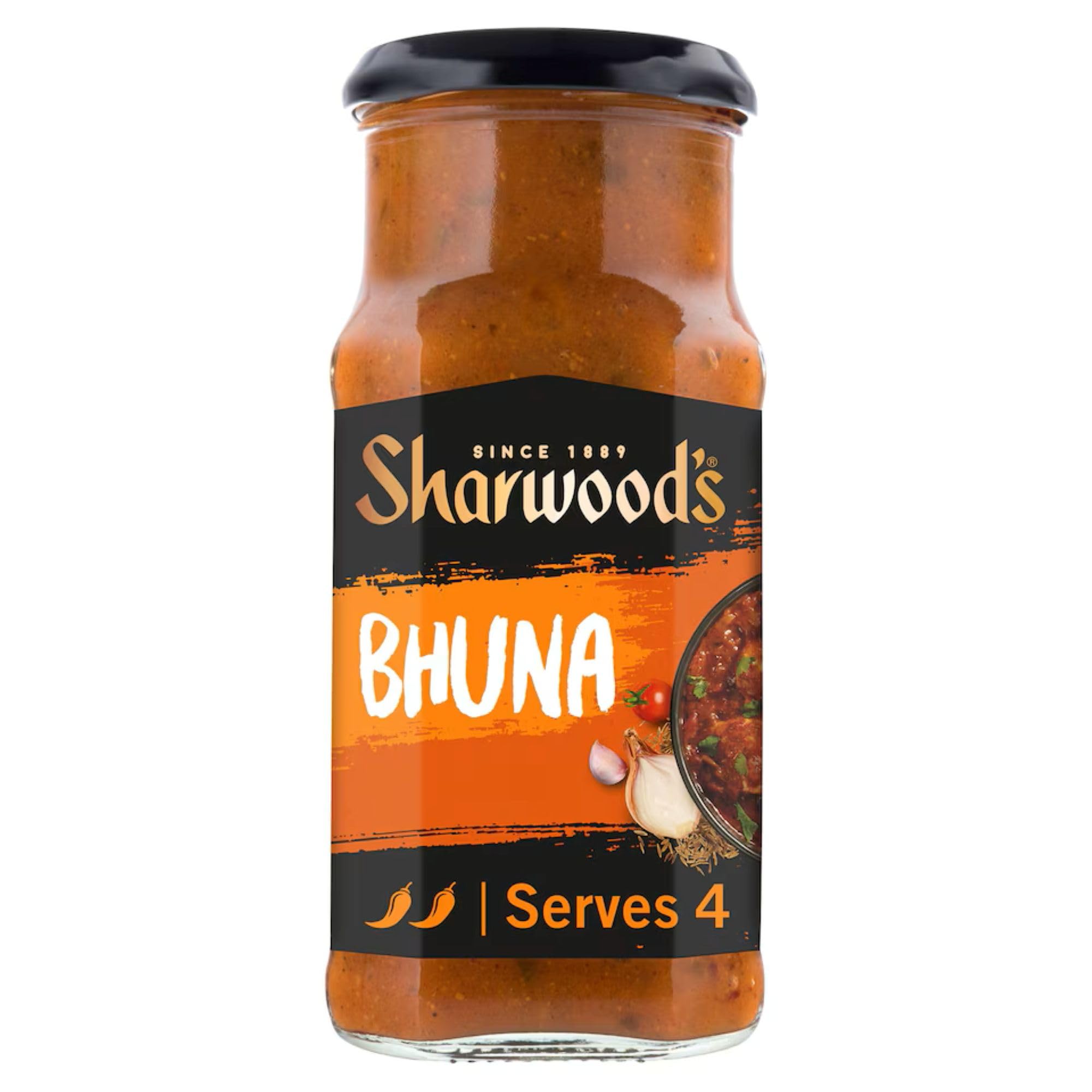 Sharwoods indische Bhuna-Sauce – Würziges Tomaten-Zwiebel-Curry mit Bockshornklee