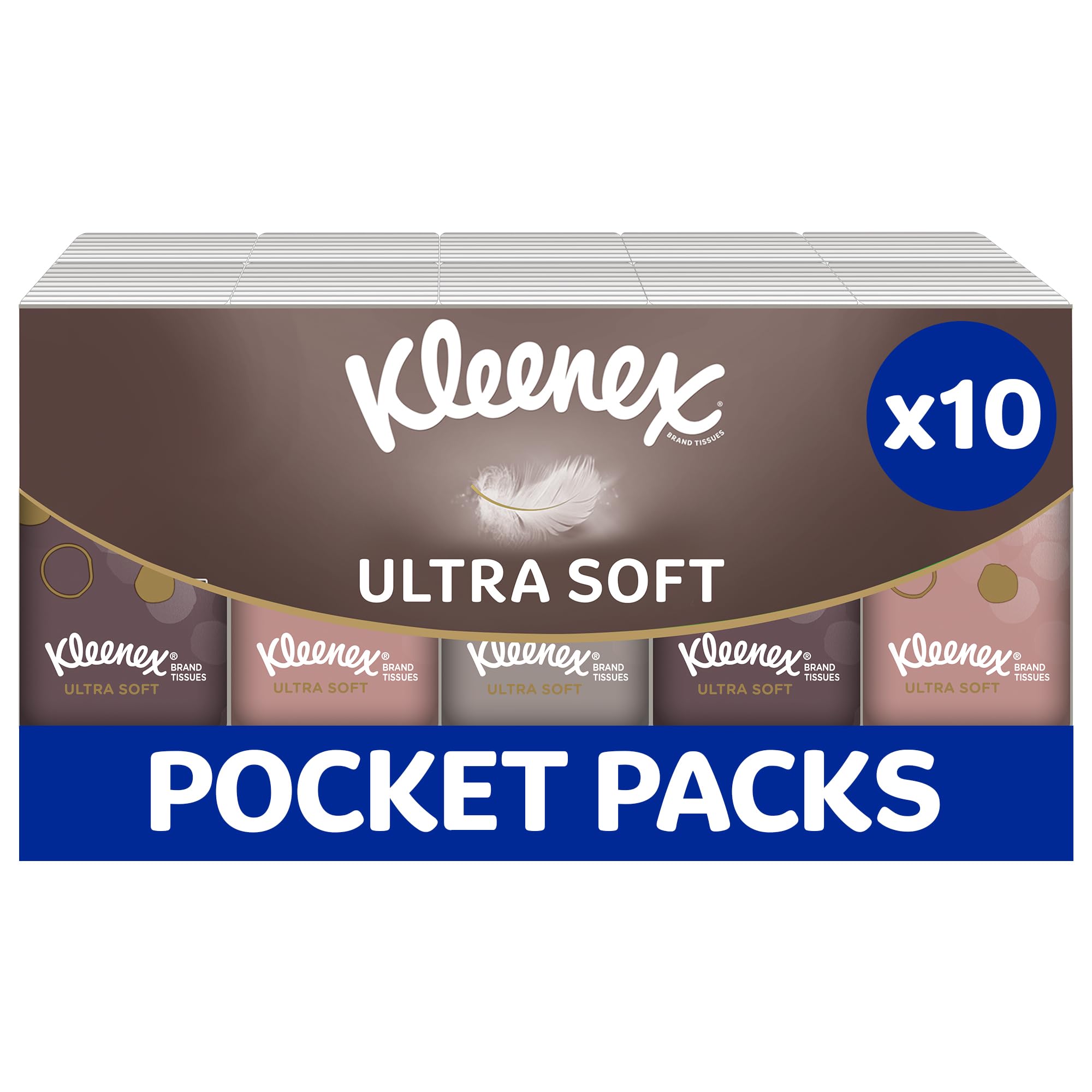 Kleenex Ultra Soft Taschentücher im Pocket Pack – 4-lagig, extra weich & reißfest – 10 Packungen à 7 Stück