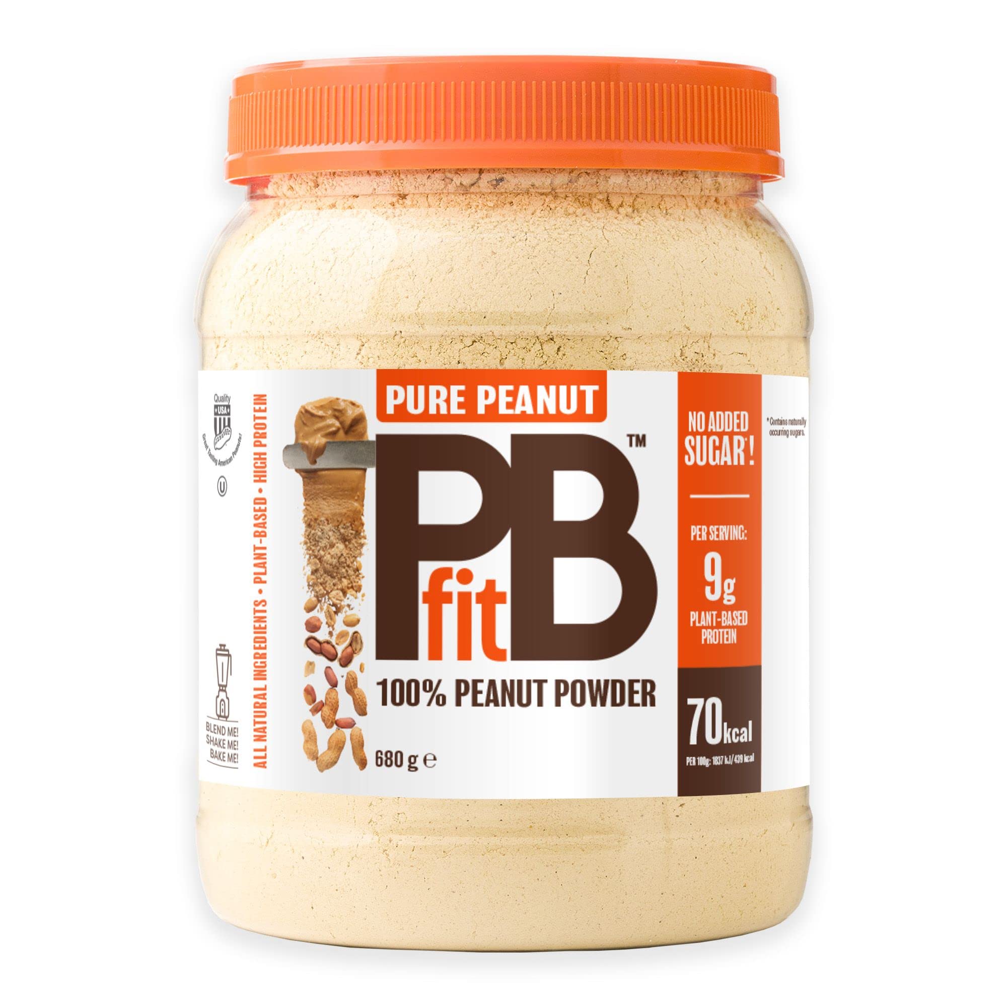 PBfit Pure Erdnusspulver – Ohne Zuckerzusatz, 9 g pflanzliches Protein, 82 % weniger Fett