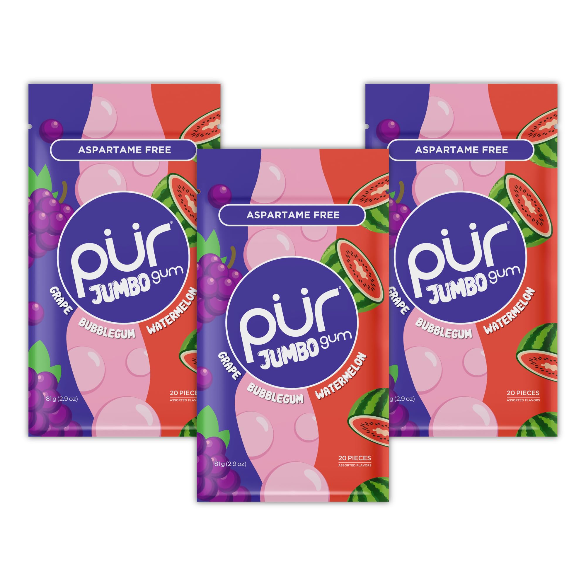 PUR - Jumbo Gum Kaugummi (Wiederverschließbarer Beutel)