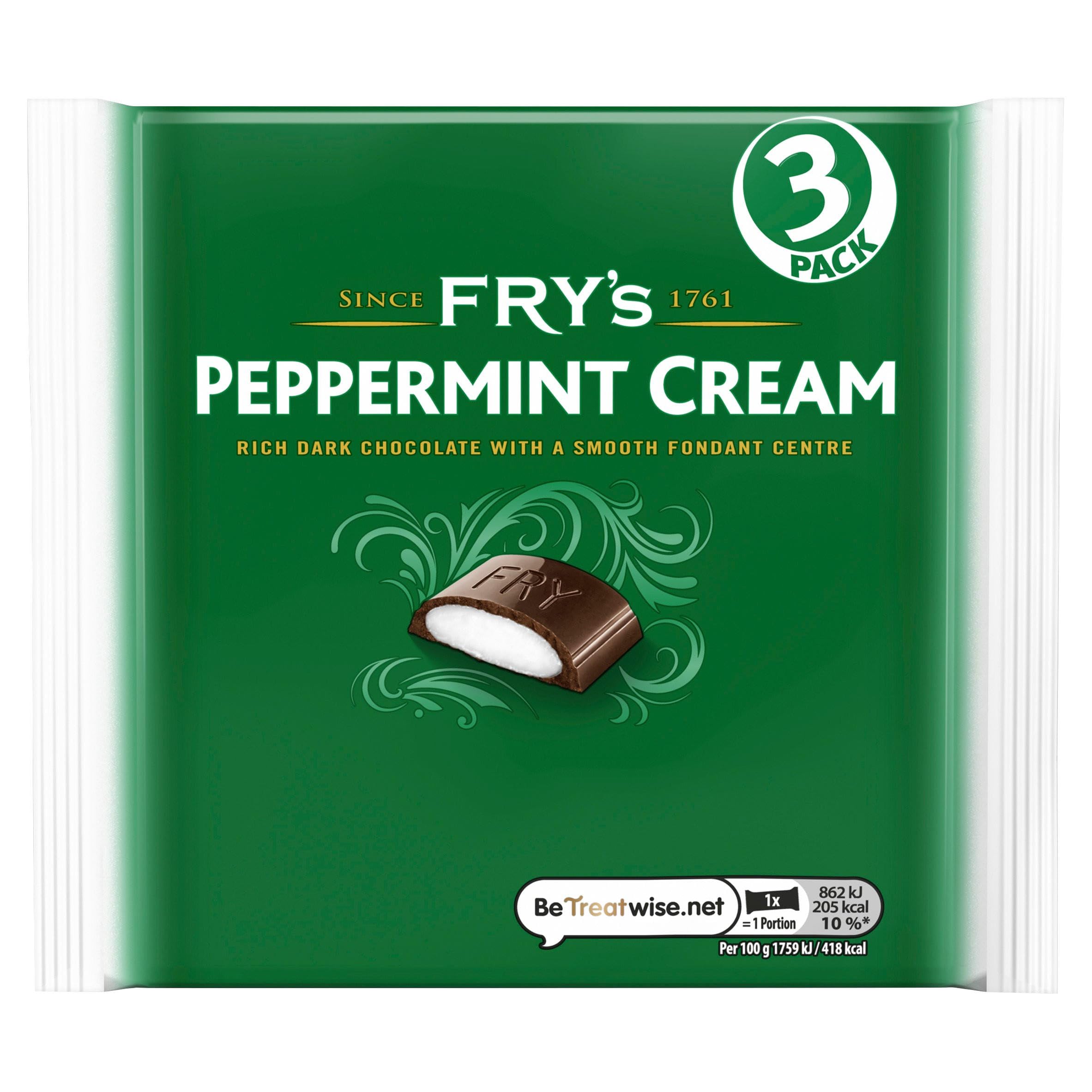 Fry's Pfefferminzcreme, 49 g (3er-Pack), Zartbitterschokoladenkonfekt