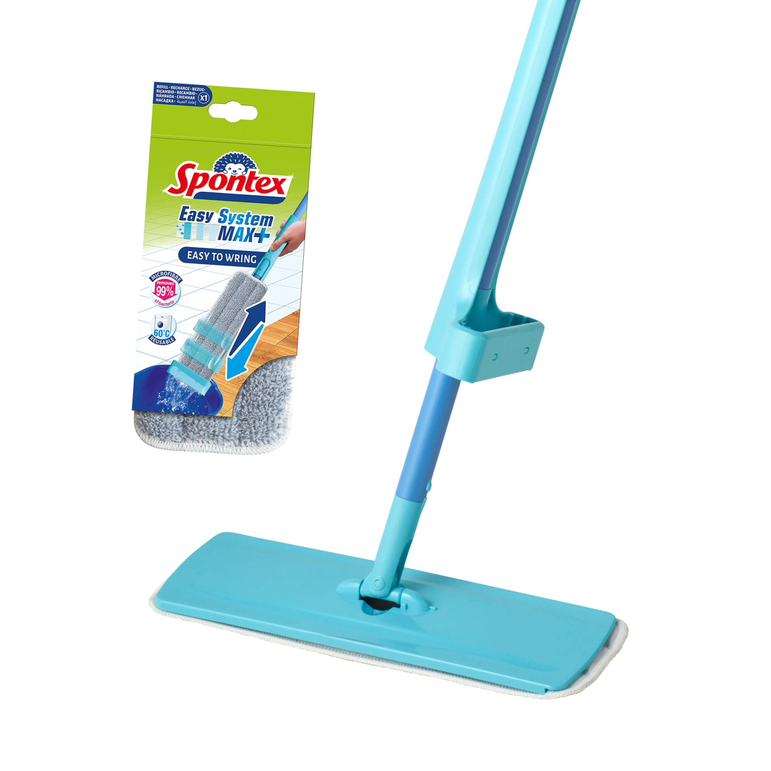 Spontex Easy System Max+ Mikrofaser-Flachmopp mit integriertem Wringsystem