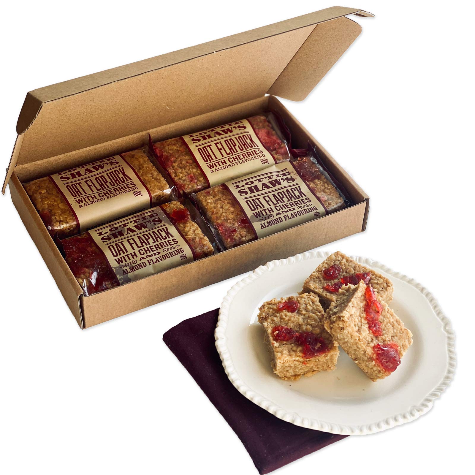 Lottie Shaw's - Traditionelle Hafer-Flapjacks mit Kirsch- und Mandelgeschmack, 4er-Pack