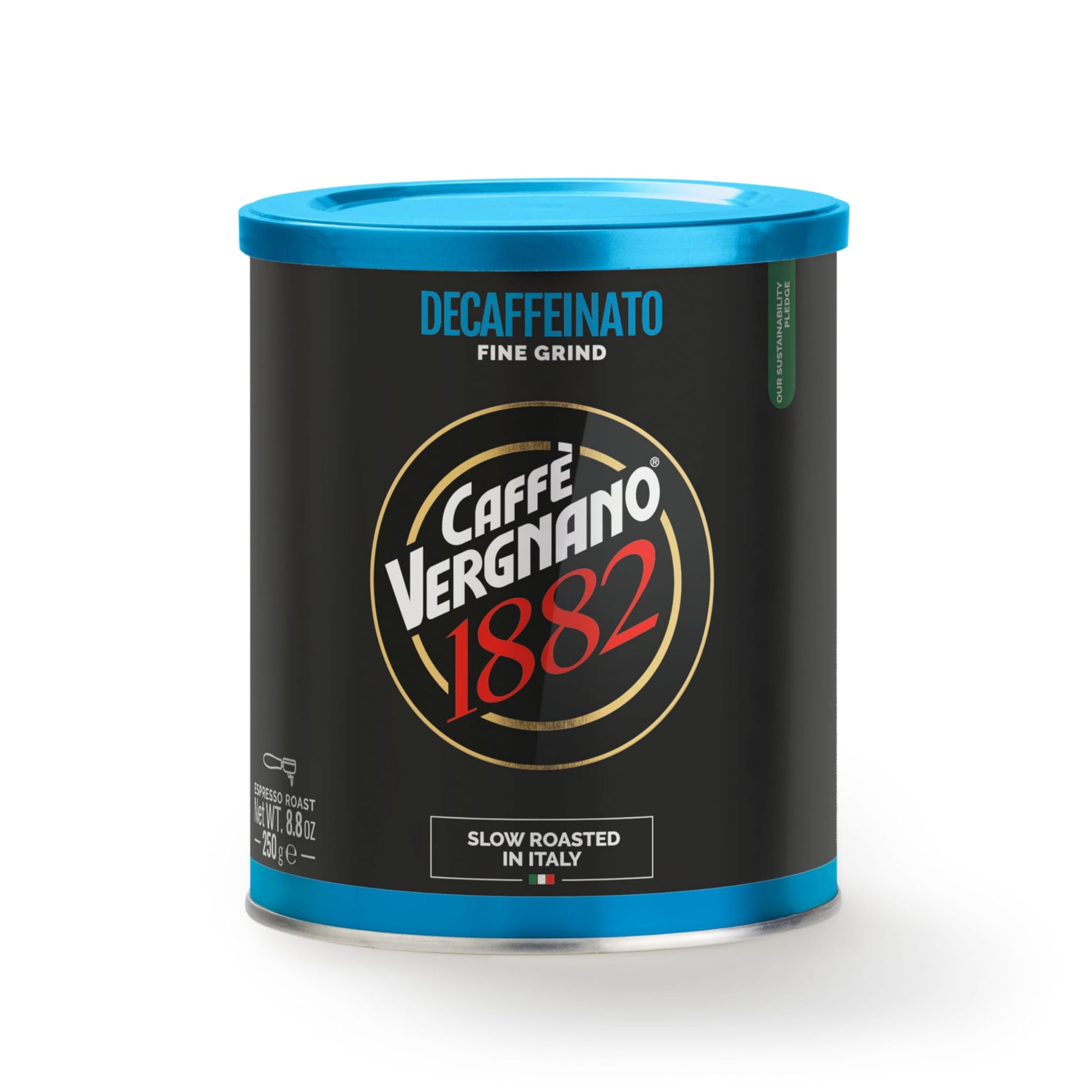 Caffè Vergnano 1882 – Decaffeinato gemahlener Kaffee, Dose 250 g