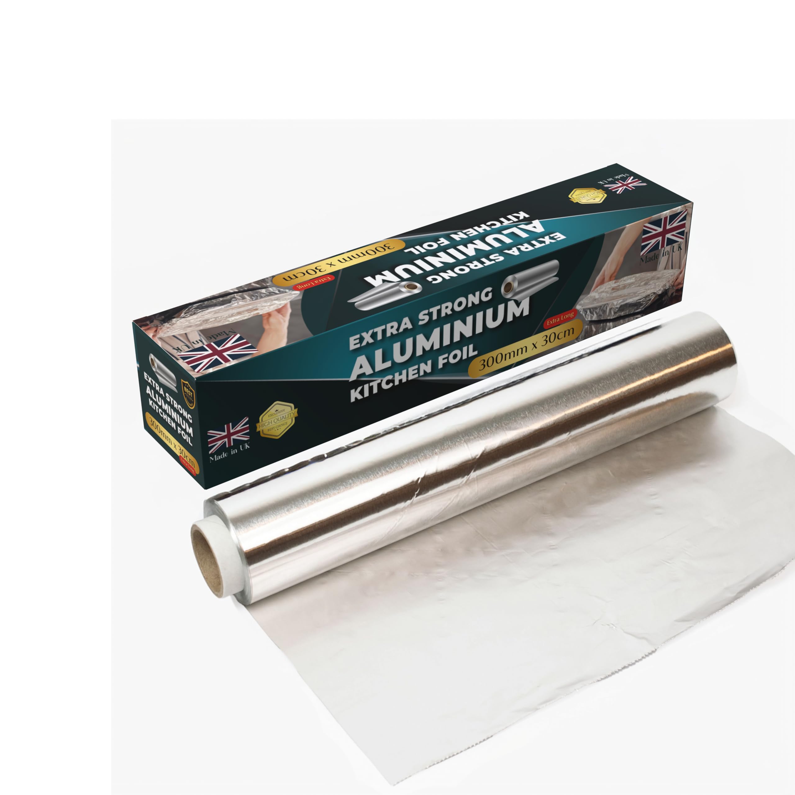 STERLING PRODUCTS 30 m extra lange Hochleistungs-Aluminiumfolienrolle – 30 cm Breite