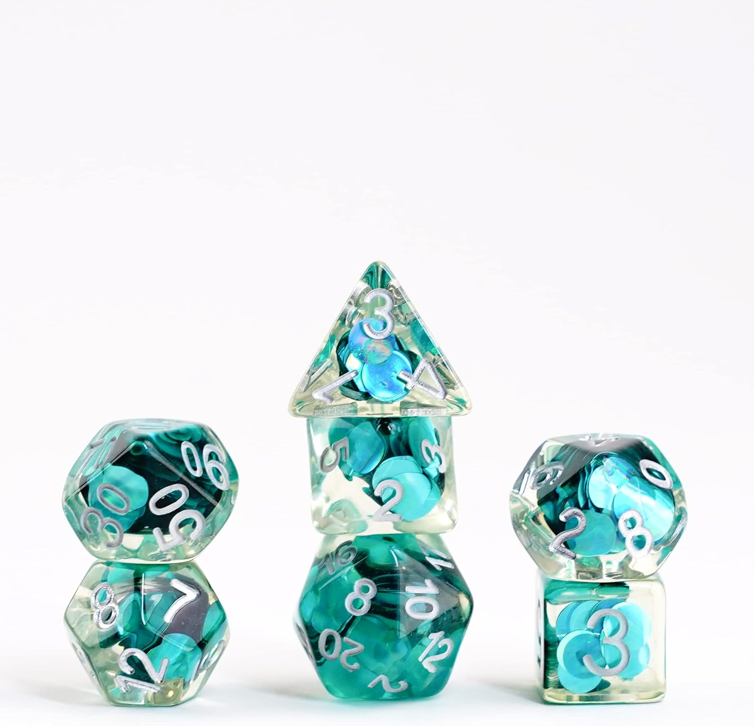 Mermaid Scales 16 mm Polyeder-Würfelset aus Kunstharz von Metallic Dice Games