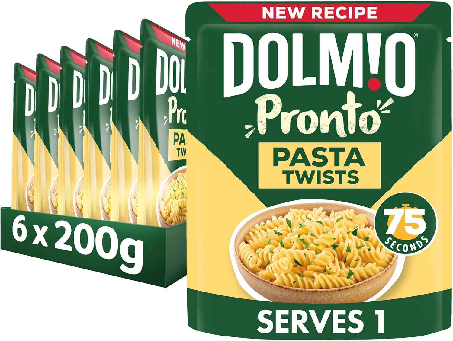 Dolmio Pasta Twists Mikrowellen-Fusili-Nudeln, Großpackung 6 x 200 g