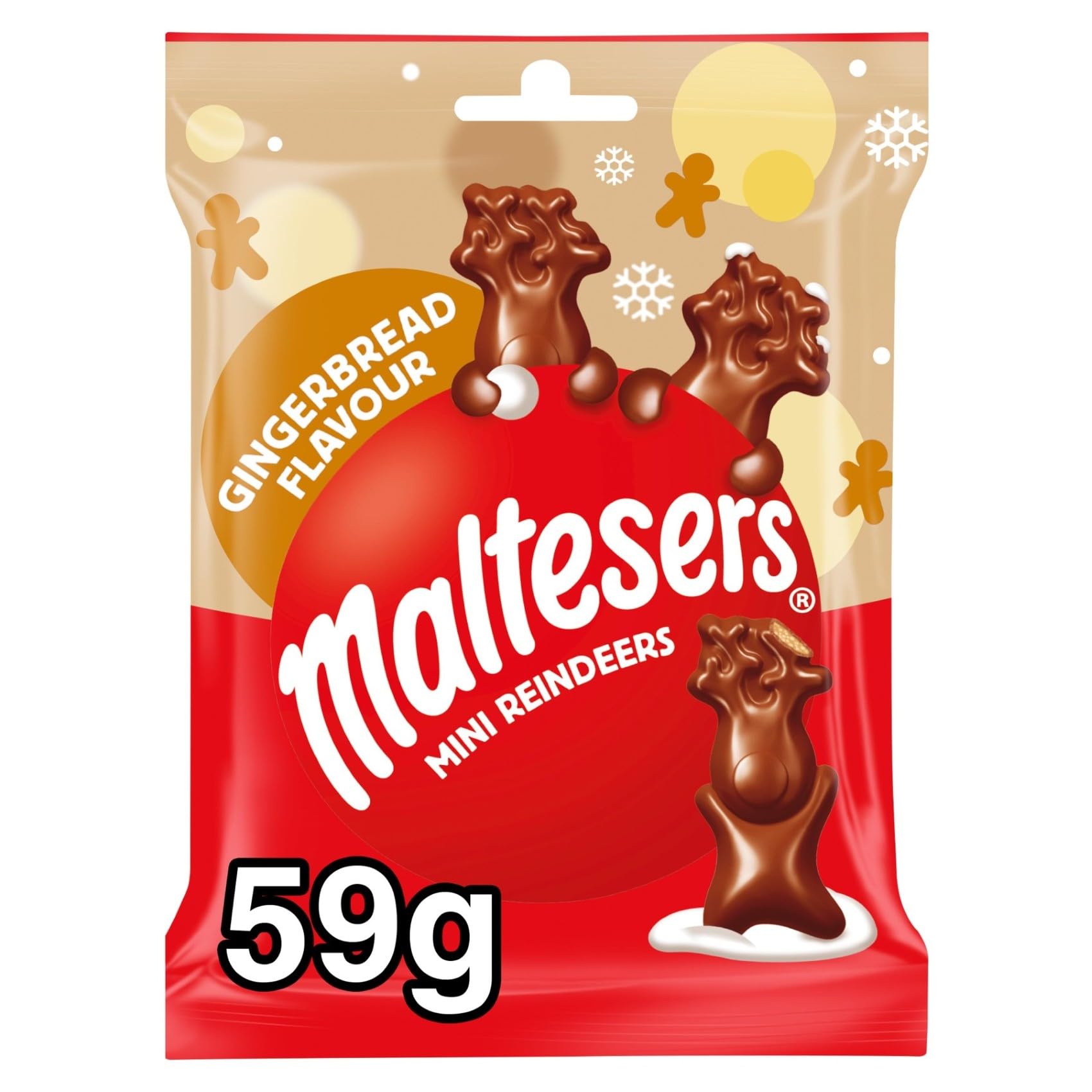 Maltesers Mini-Rentiere, Lebkuchengeschmack, Milchschokoladen-Leckereien, 59 g