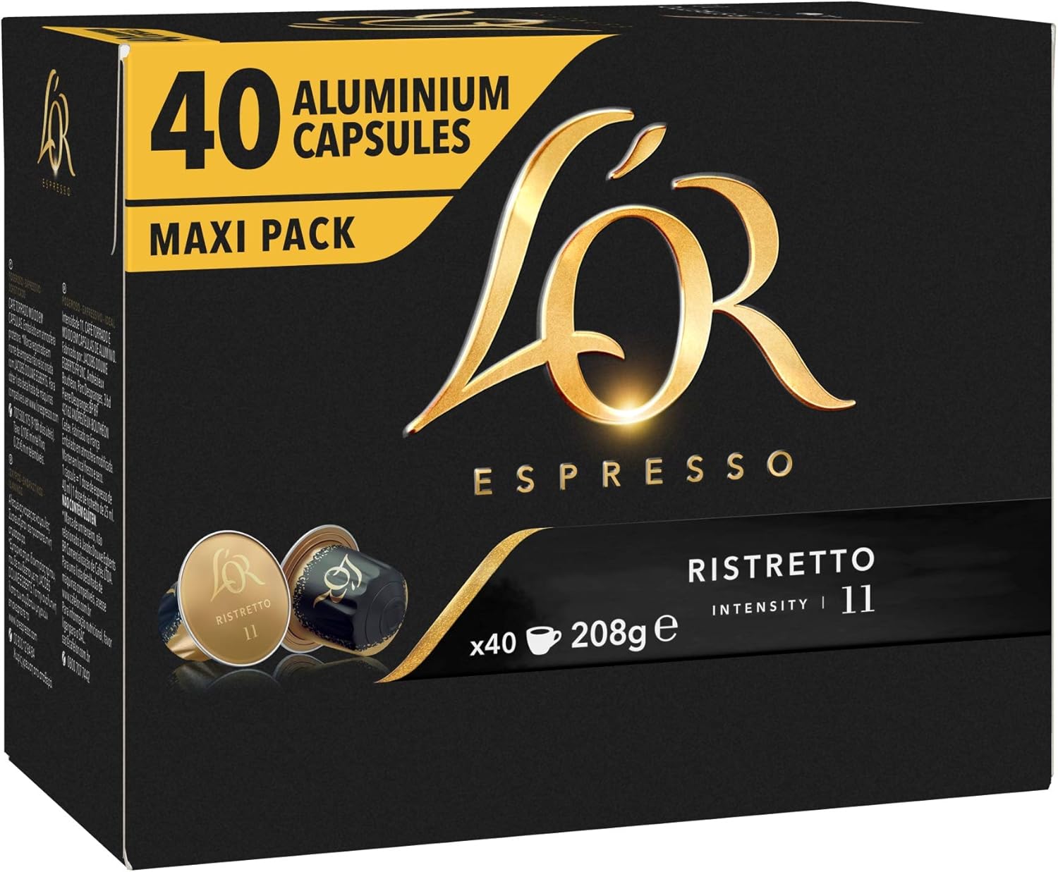 L'OR Espresso Ristretto Intensité 11 - 40 Aluminiumkapseln für Nespresso