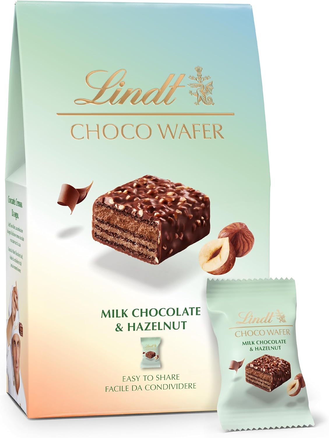 Lindt Choco Wafer Milchschokolade & Haselnuss Box - 135g (9 Waffeln)