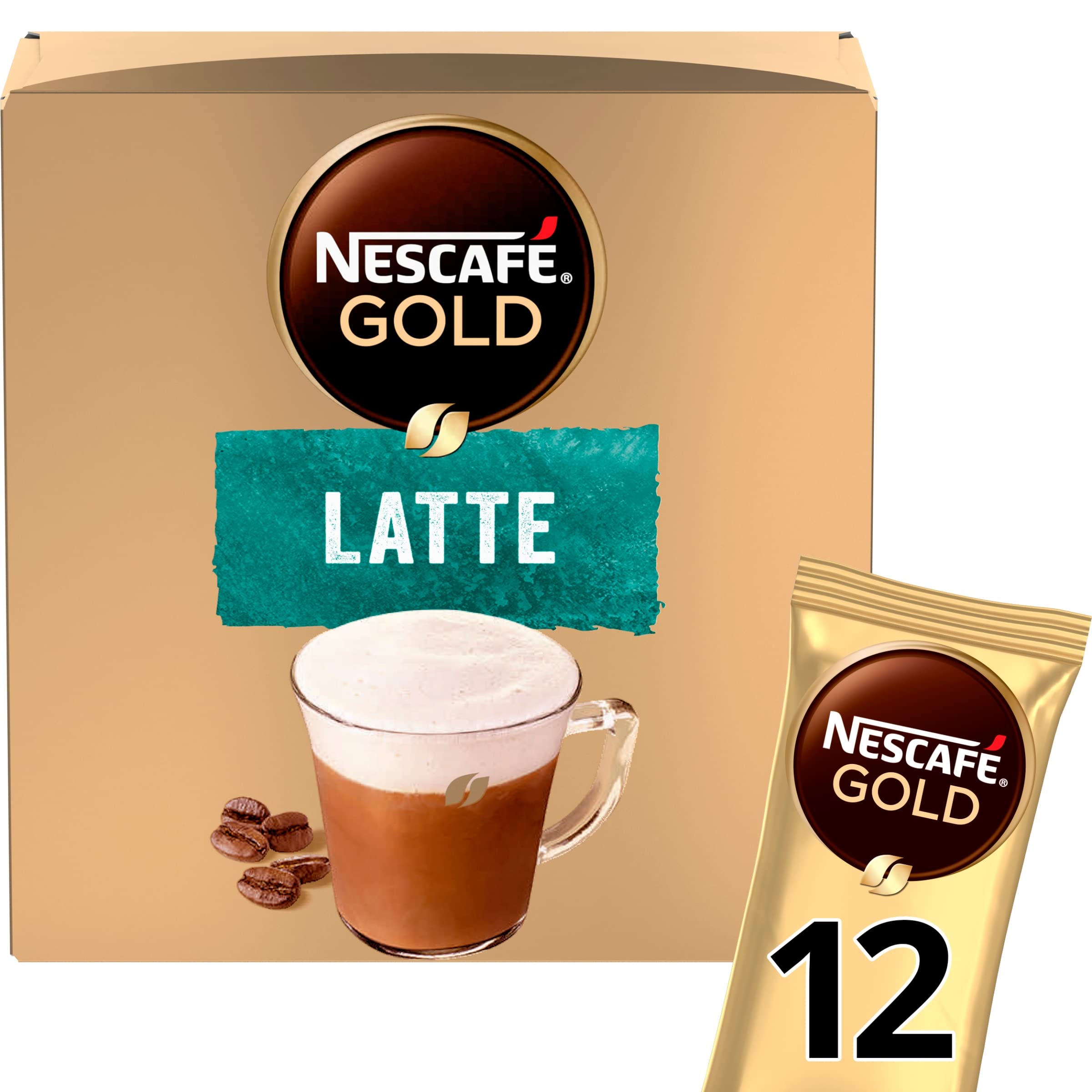 NESCAFÉ - Latte Instant-Kaffeeschaummischung mit Magermilchpulver, 12 Beutel (186 g)