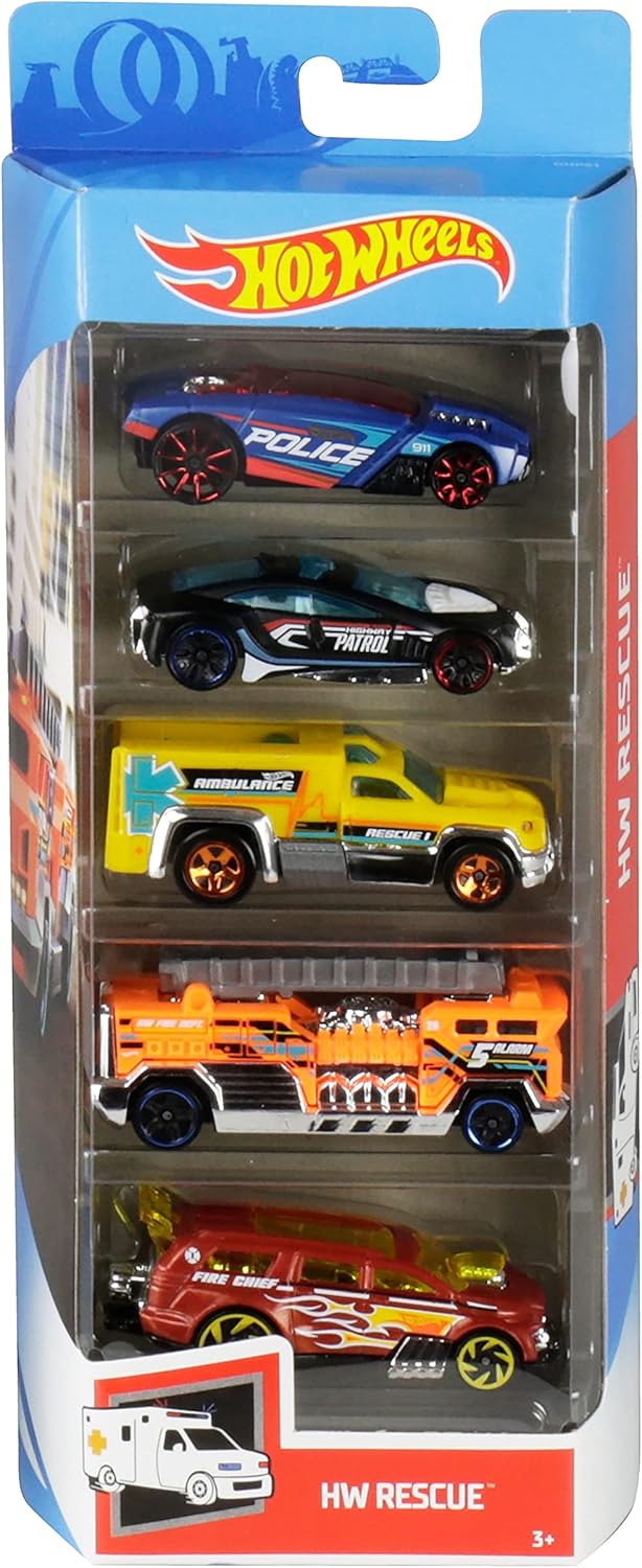 Hot Wheels 5er-Auto-Geschenkpaket – Druckgussfahrzeuge im Maßstab 1:64 für Kinder ab 3 Jahren