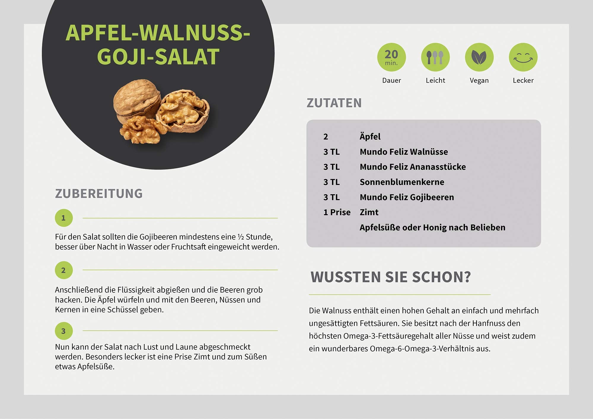 Mundo Feliz - Bio-Walnusshälften, 3 x 300 g
