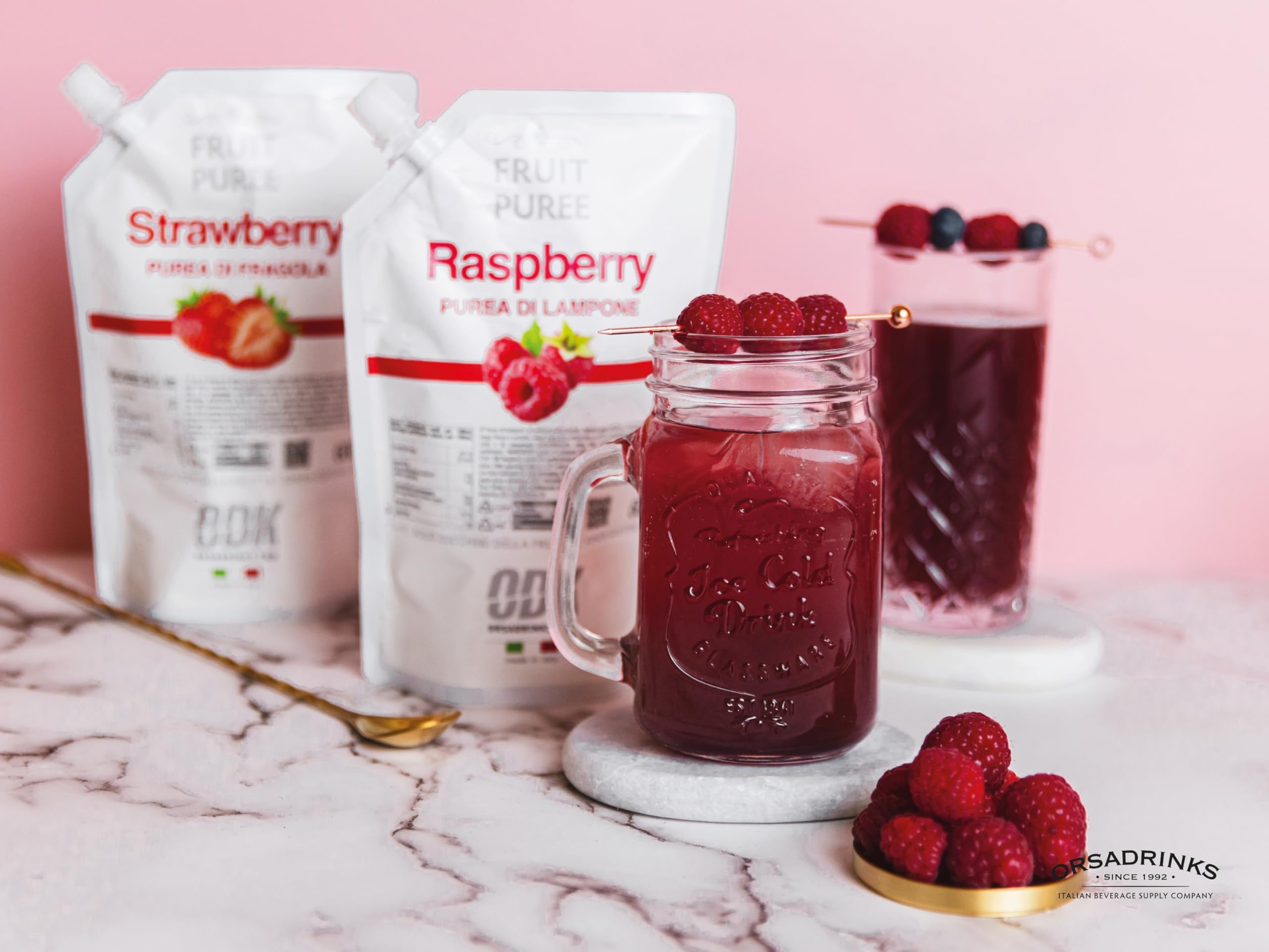 ODK Pure Erdbeerpüree für Cocktails, Daiquiris, Kochen, Backen und Desserts – 60 cl