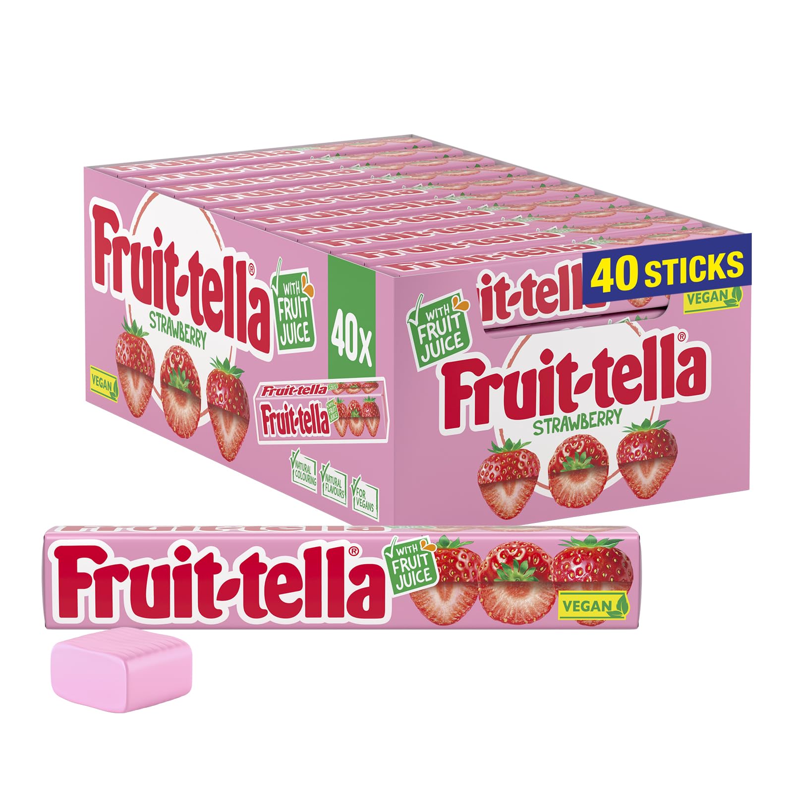 Fruittella Simply Strawberry Soft Chews – vegane, glutenfreie Party-Süßigkeiten mit Fruchtgeschmack