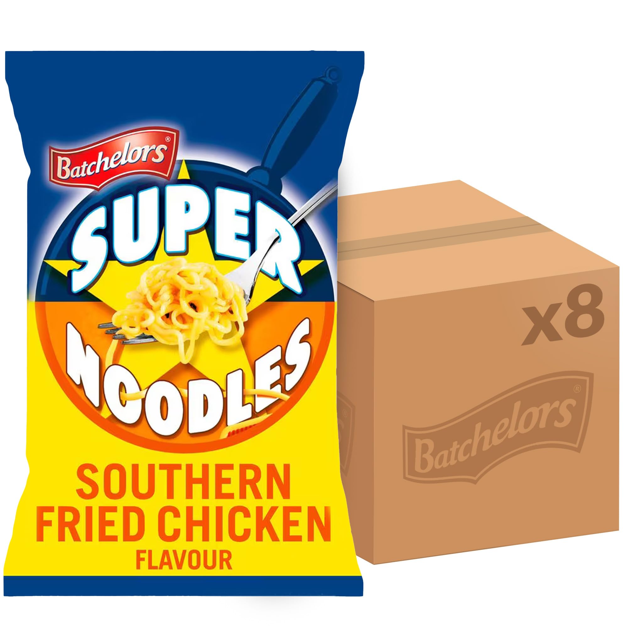 Batchelors Super Noodles Southern Fried Chicken Geschmack, Instant-Snack, 8er-Pack