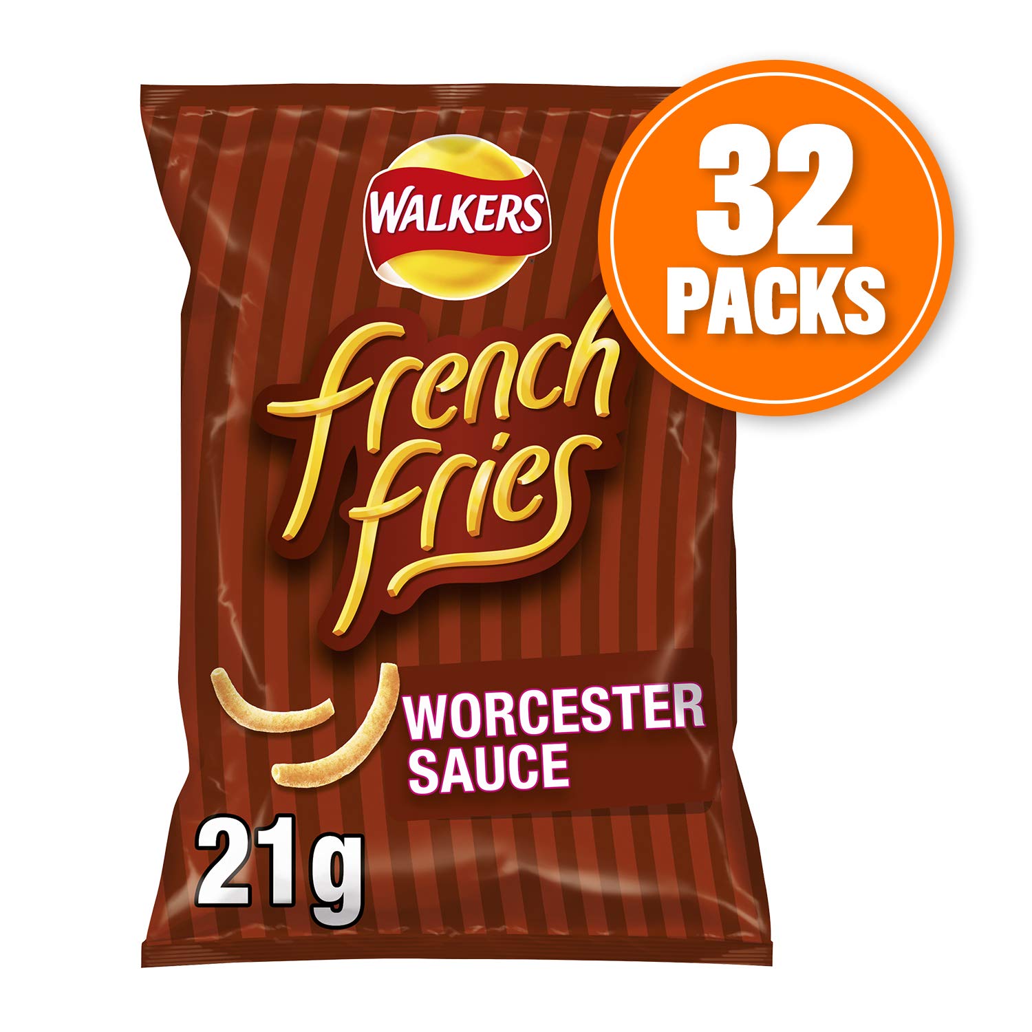 Walkers Pommes Frites Worcestersauce Chips 21 g - Multipack mit 32 Stück