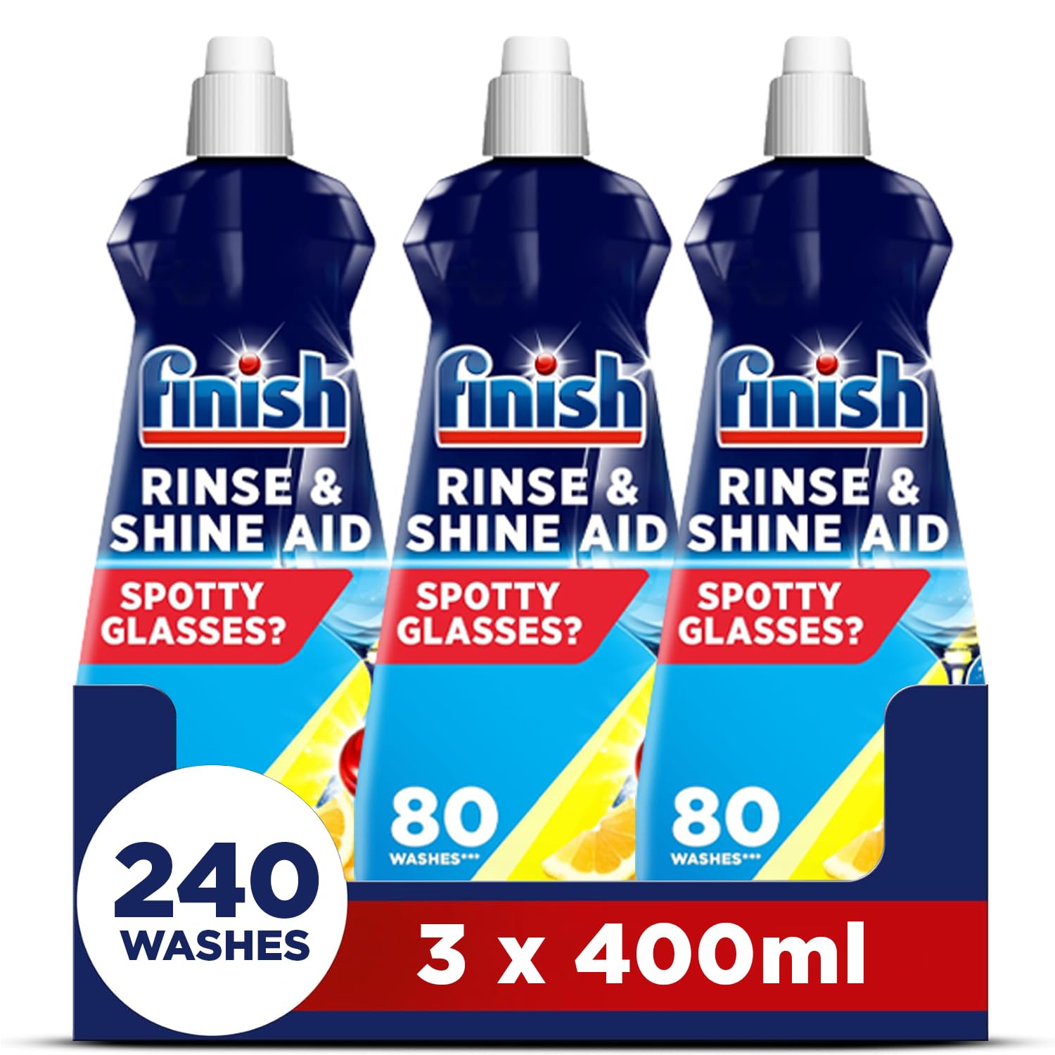 Finish – Spülen & Glanz Geschirrspüler Klarspüler, Zitrone, 1,2 l (400 ml x 3)