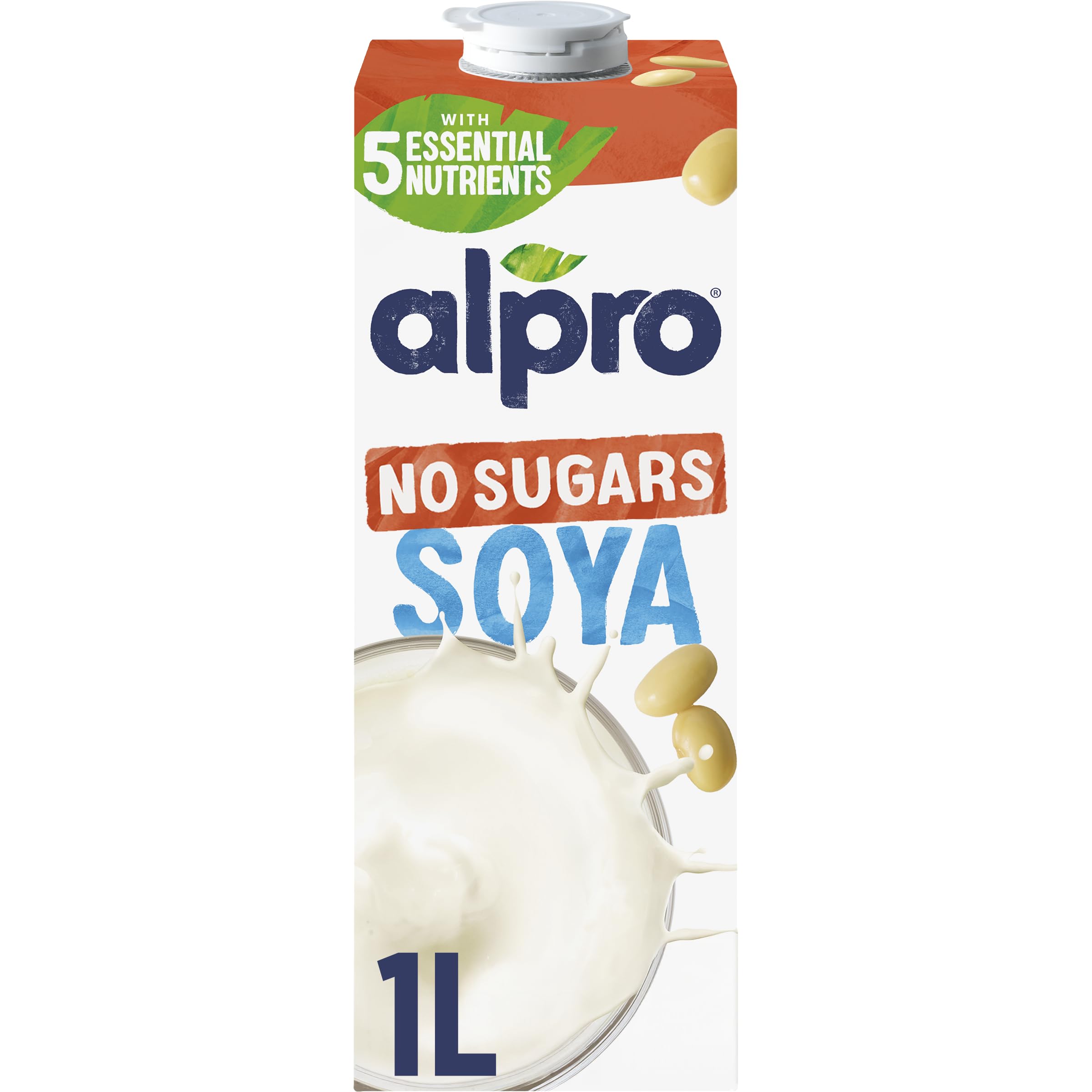 Alpro Soja ohne Zucker, pflanzliches Getränk, vegan und milchfrei, 1 l