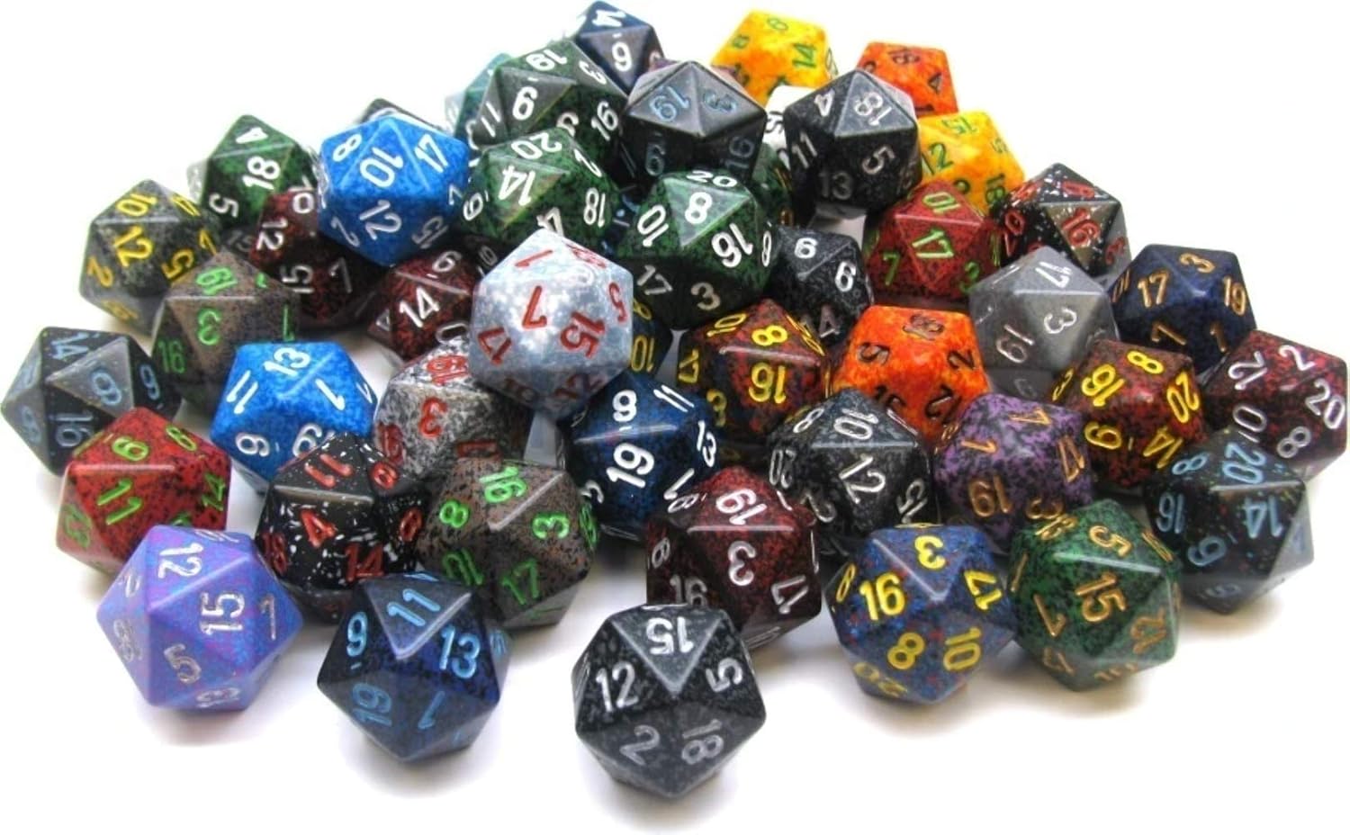 Chessex Polyedrische d20 Würfel, Beutel mit 50 verschiedenen Spezifikationen