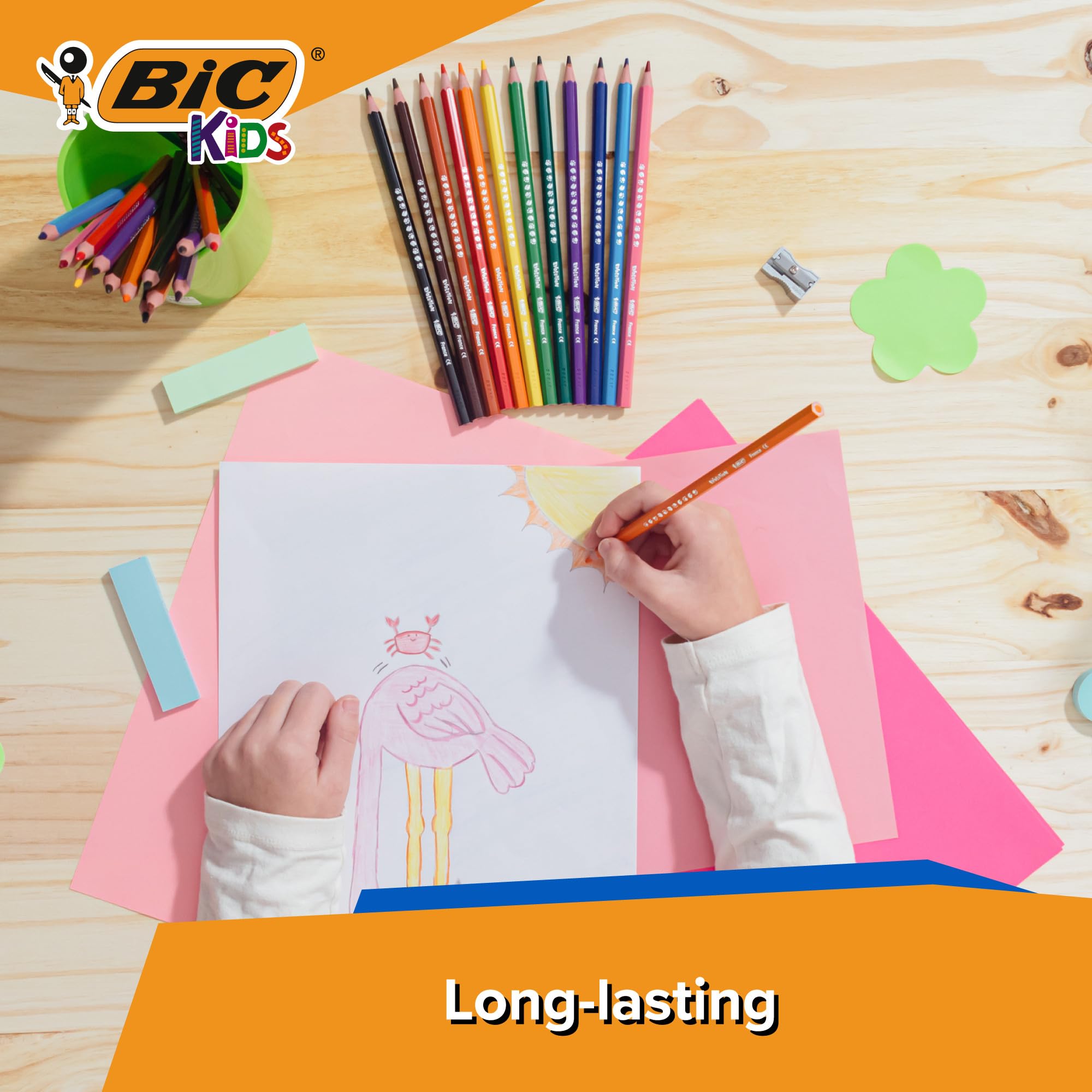 BIC Kids Evolution Vivid Buntstifte – holzfreie, langlebige Künstlerbedarfsartikel für Kinder ab 5 Jahren