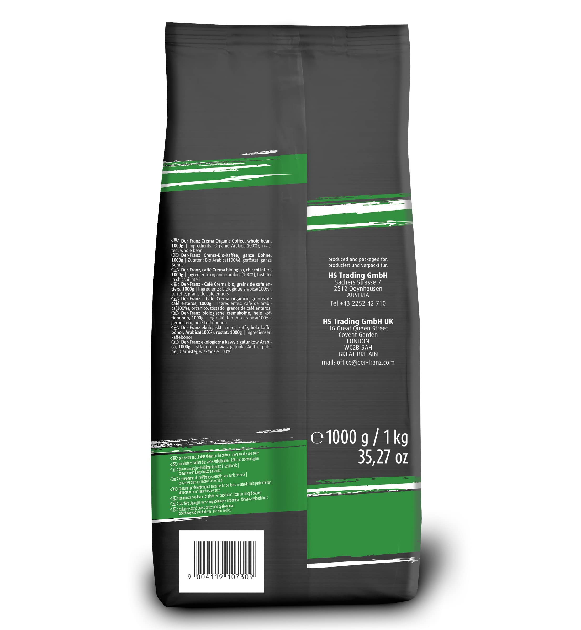 Der-Franz Crema Bio-Kaffee, gemahlen, 1000 g