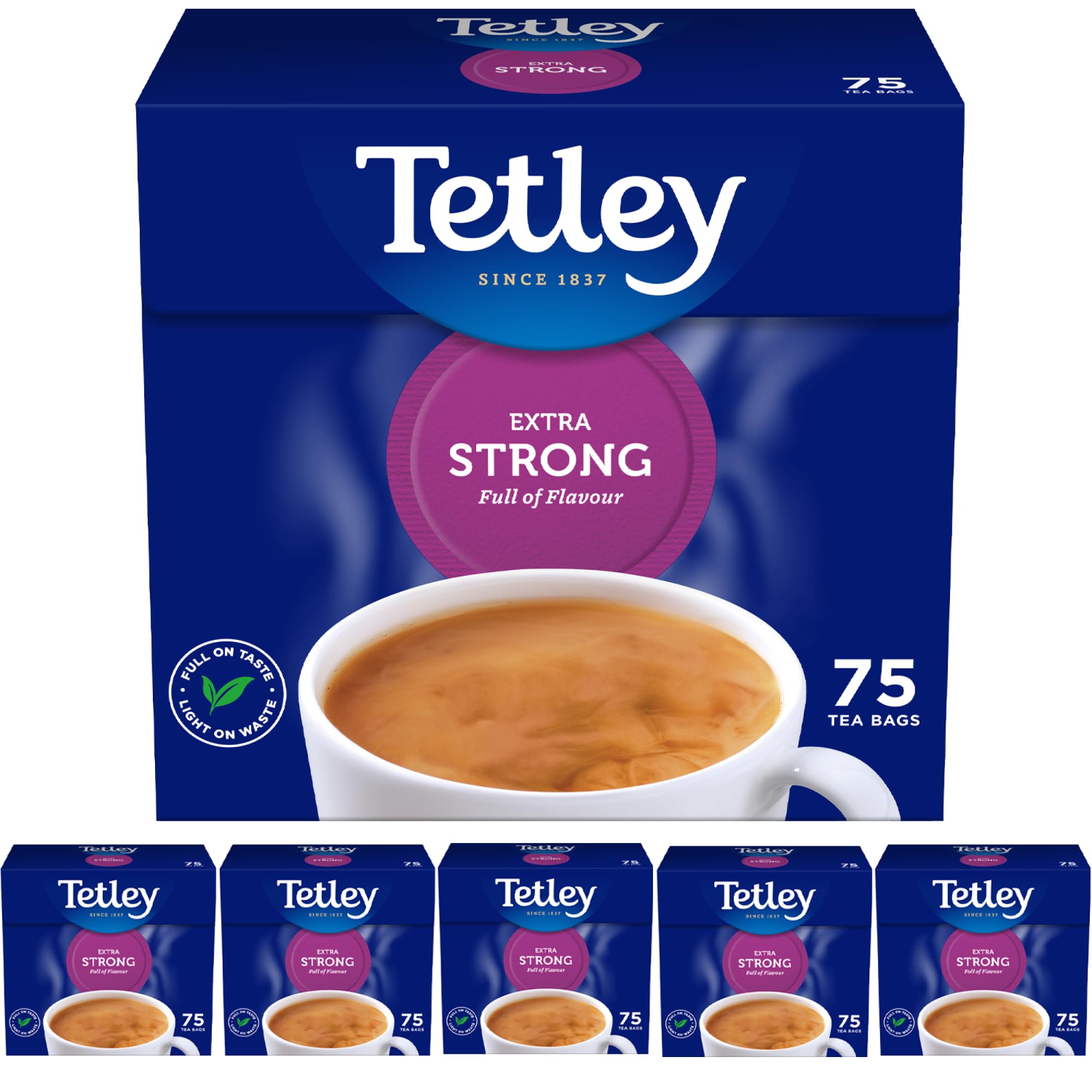 Tetley Extra Starker Schwarztee in Beuteln – 450 Beutel (6 x 75) – Kräftige Assam-Mischung, Rainforest Alliance-zertifiziert