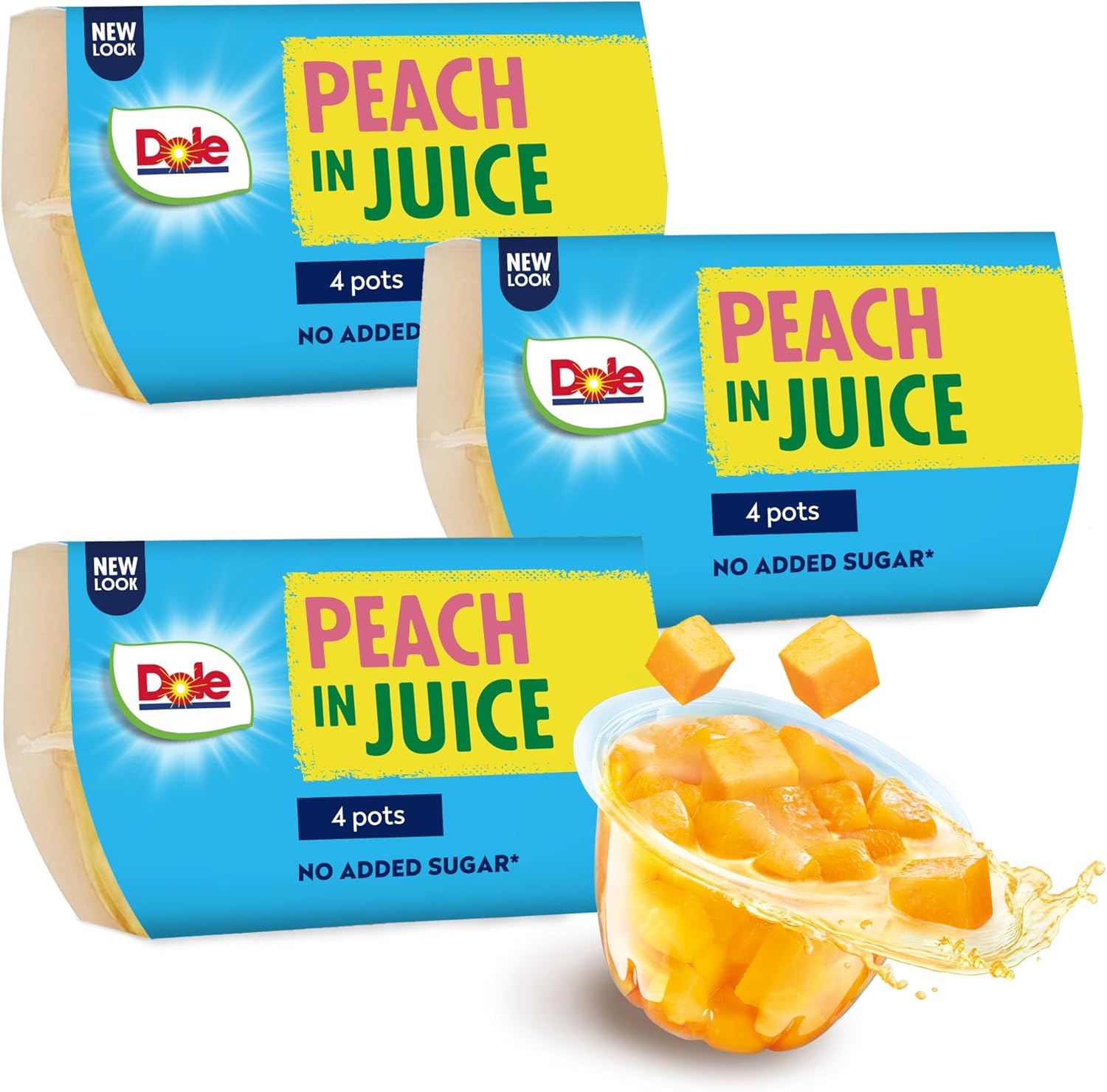 Dole - Pfirsich in Saft 3 x 4 Packungen, gesunder Fruchtsnack ohne Zuckerzusatz