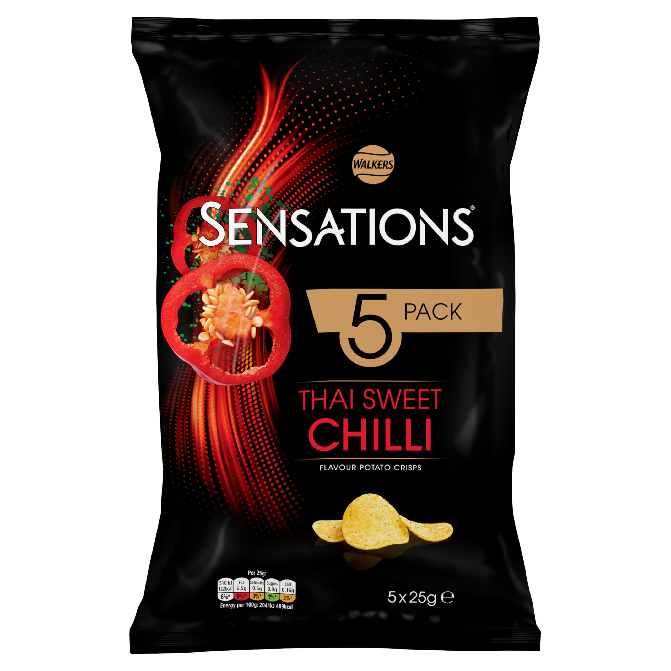 Walkers Sensations Thai Sweet Chilli Multipack Chips, 5x25g