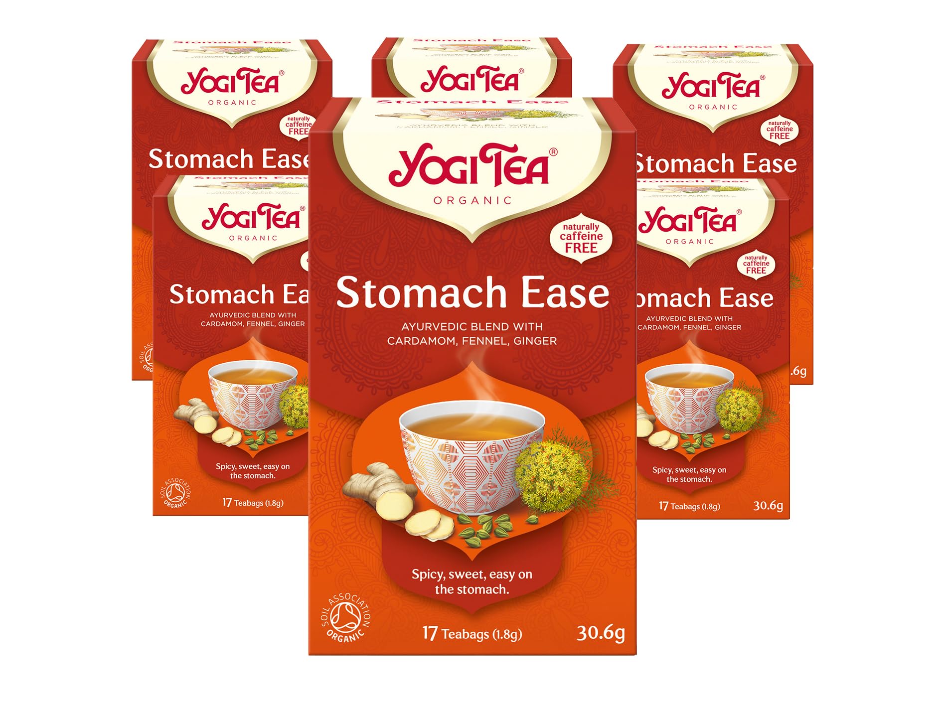 Yogi Tea – Bio-Kräutertee zur Magenentspannung, koffeinfrei, Mischung aus Kardamom, Fenchel und Ingwer