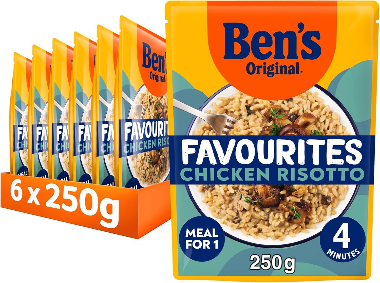 Ben's Original - Favourites Risotto Hühnchen und Pilze Mikrowellenreis, 6 x 250 g