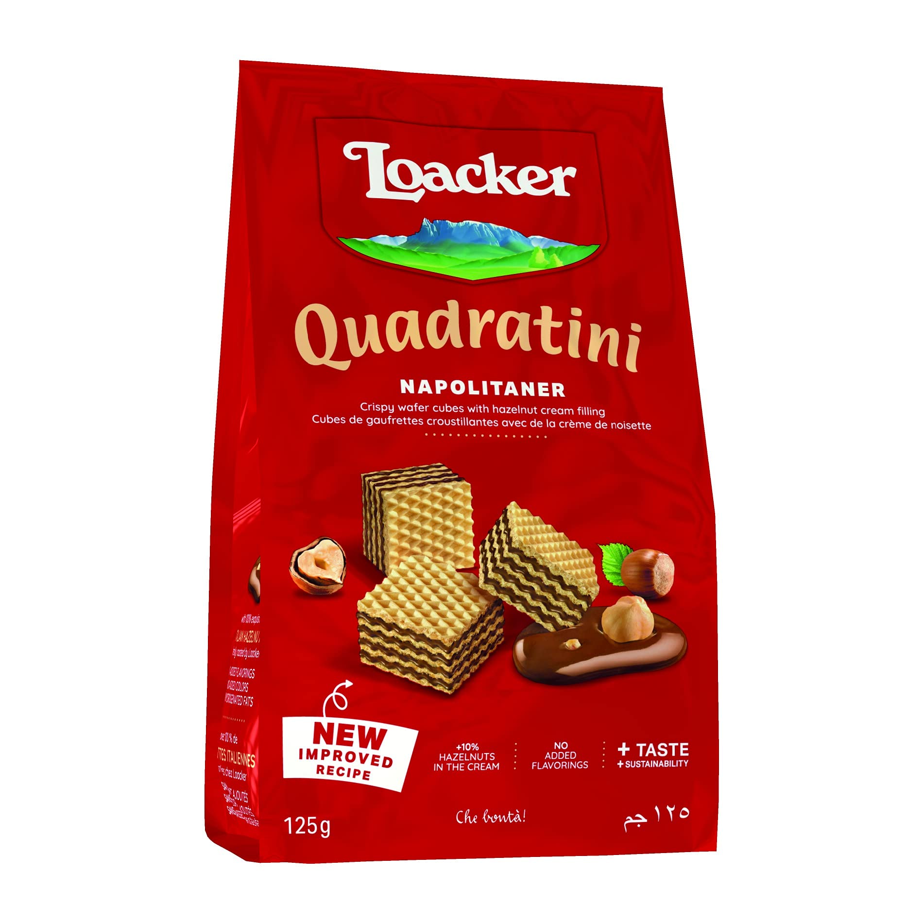 Loacker Quadratini Mini-Waffelkekse, Napolitaner Haselnuss, 125g
