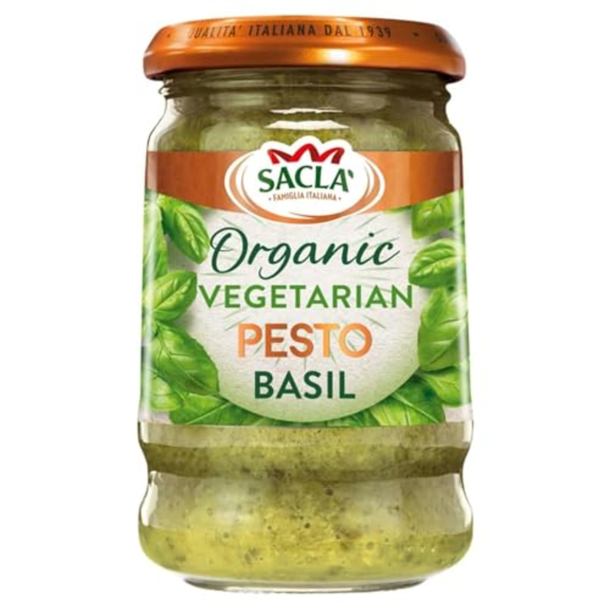 Sacla Italienische Bio-Vegetarische Basilikum-Pesto-Sauce – 190 g