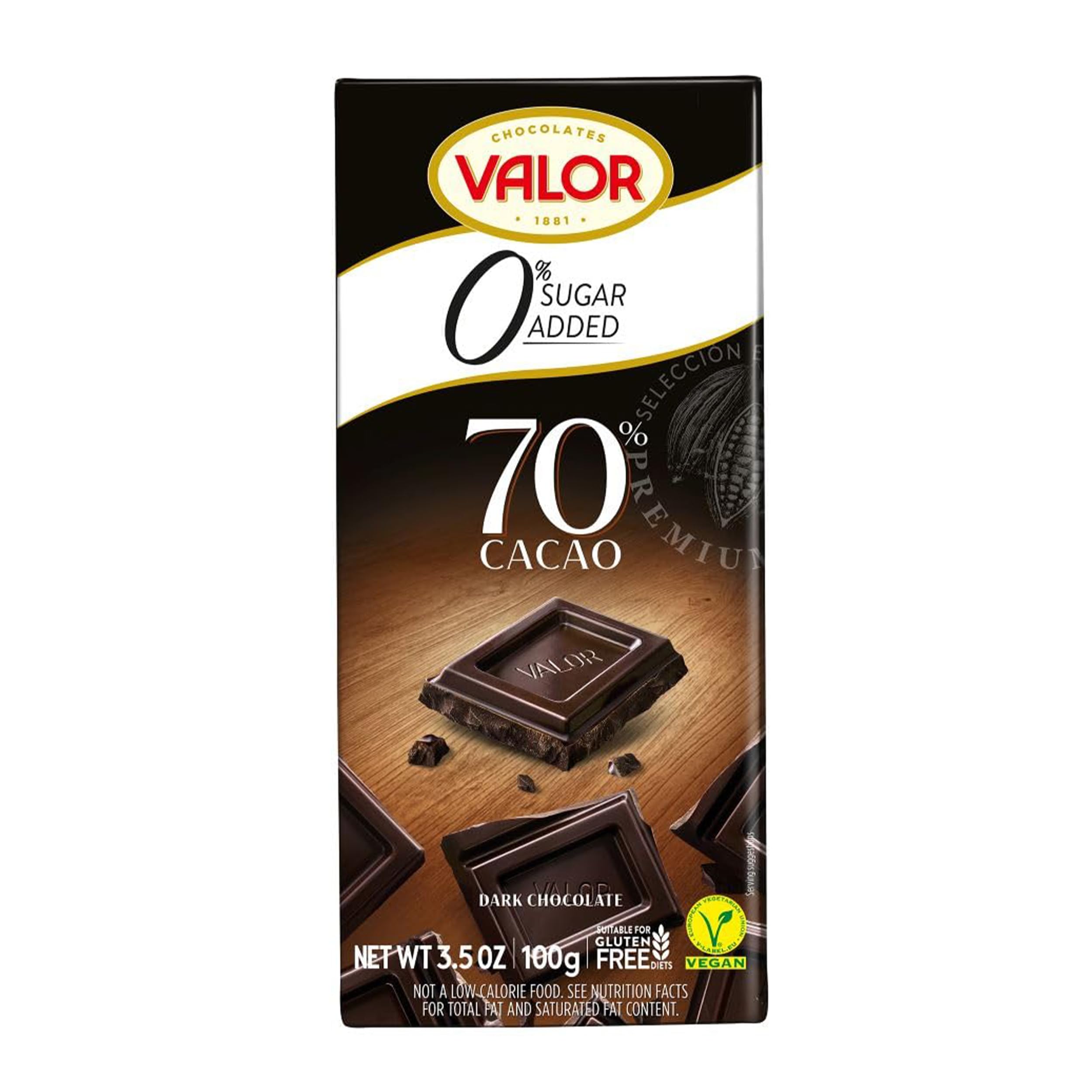 Valor – Zuckerfreier dunkler Schokoriegel (100 g)