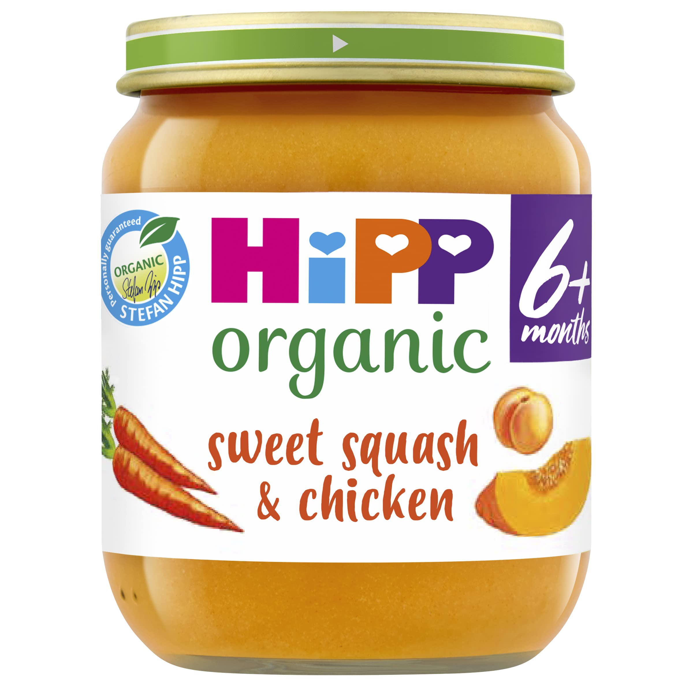 HiPP Bio-Babynahrungsglas mit süßem Kürbis und Huhn, 6+ Monate, 125 g (6er-Pack)